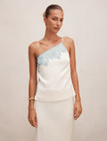 Adele One Shoulder Lace Trim Top