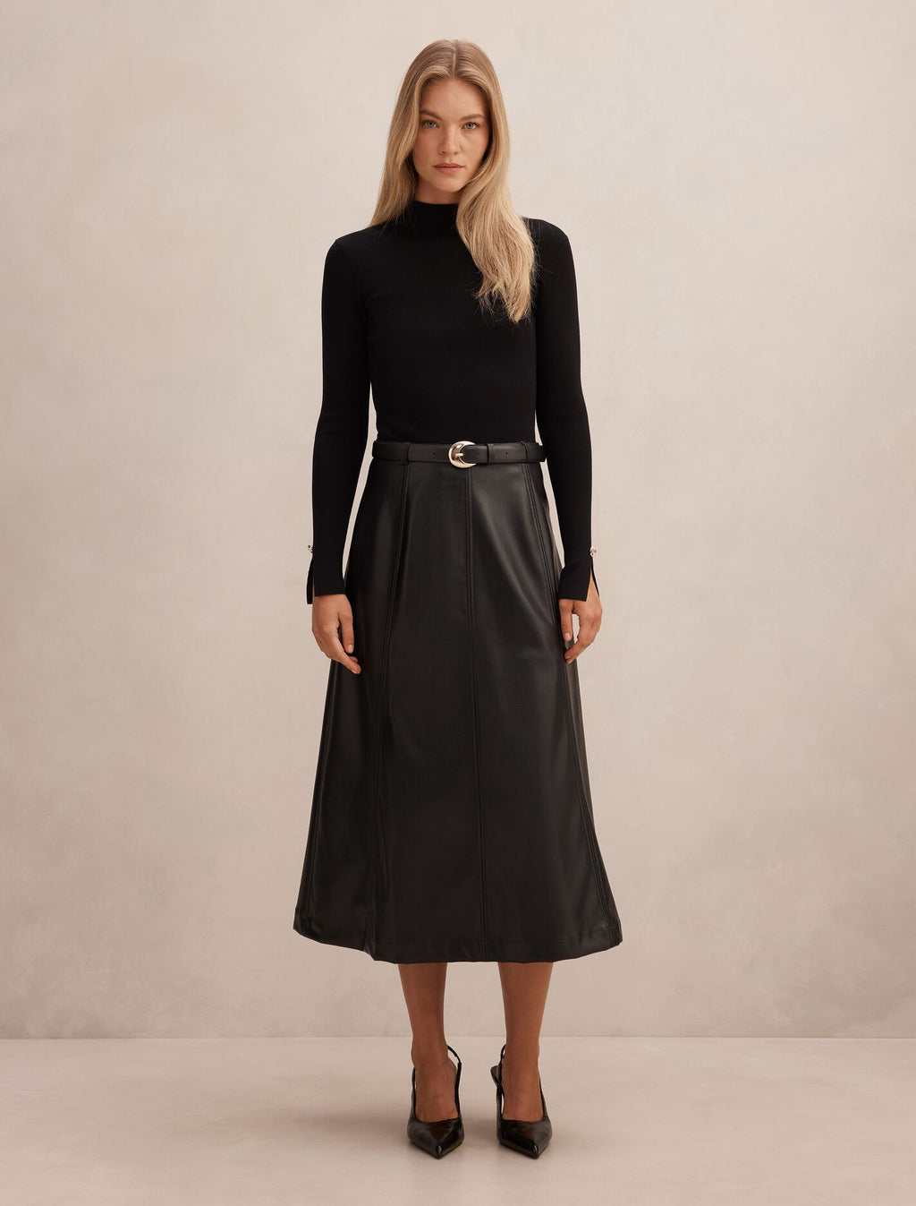 Monique Faux Leather A-Line Dress
