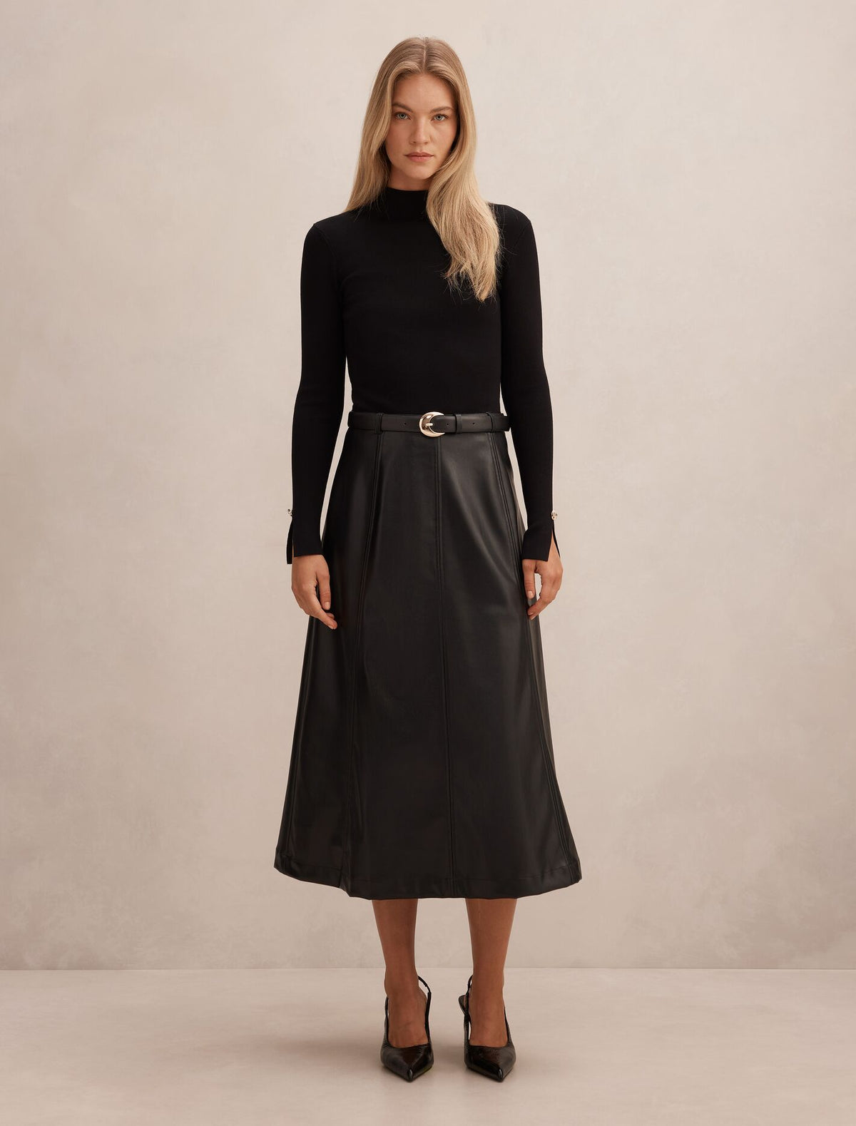 Monique Faux Leather A-Line Dress