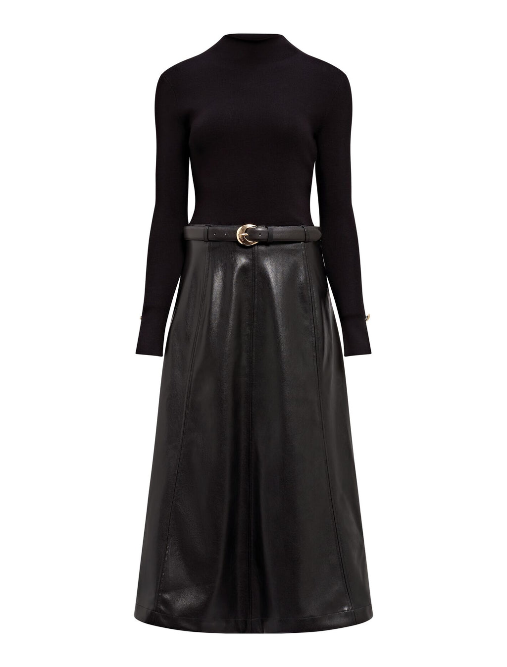 Monique Faux Leather A-Line Dress