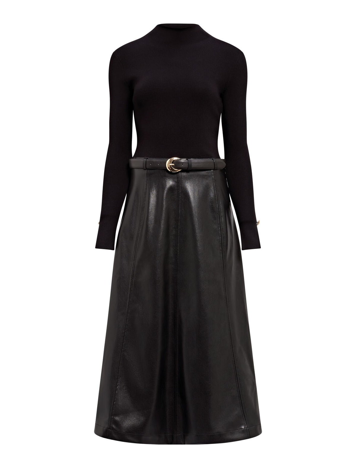 Monique Faux Leather A-Line Dress