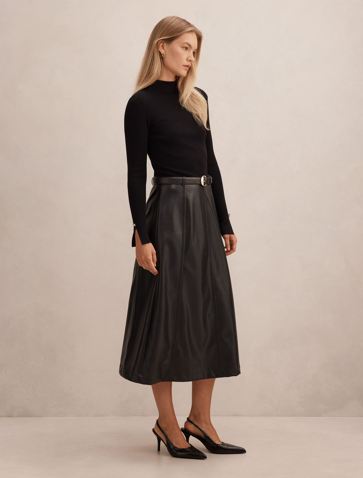 Monique Faux Leather A-Line Dress