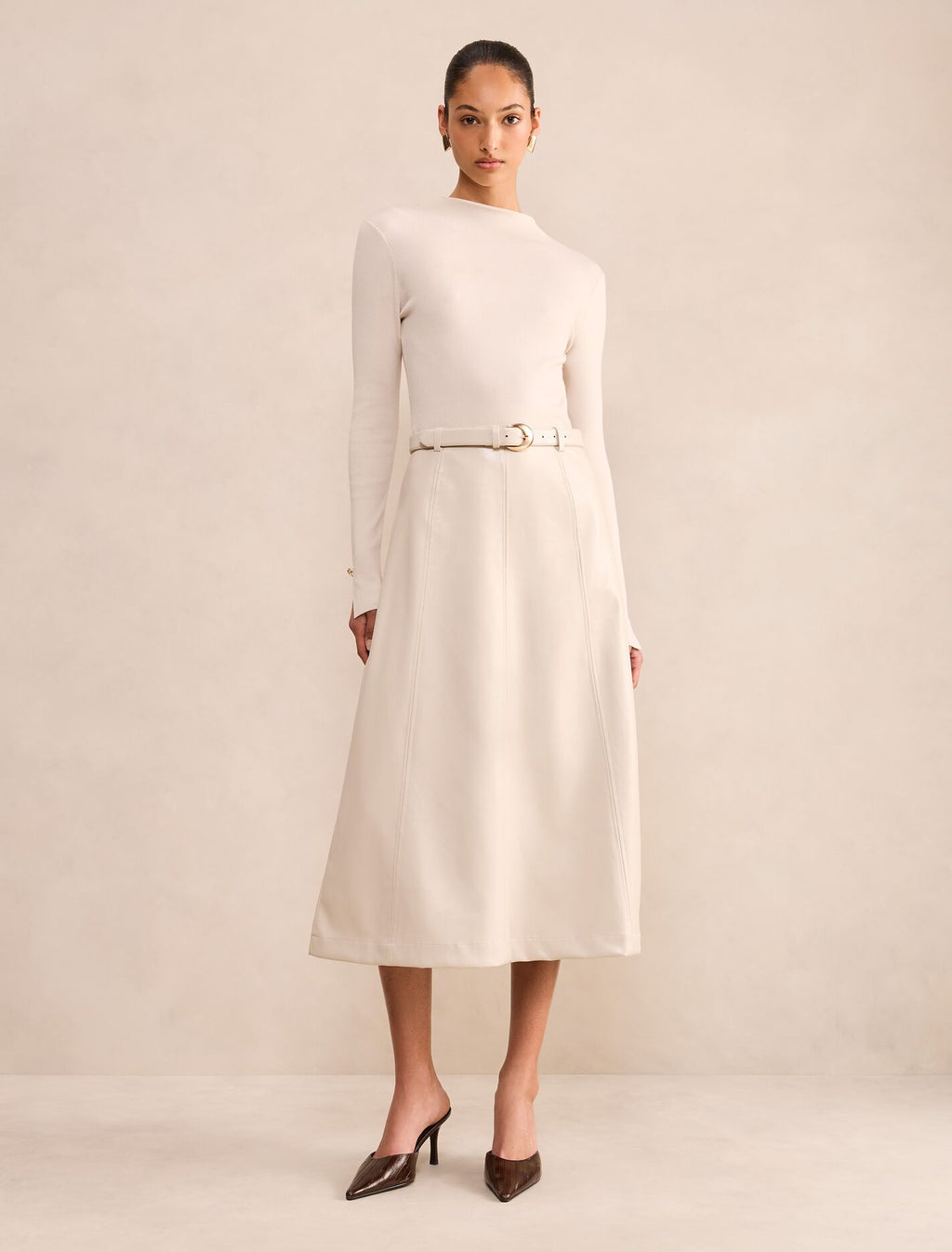 Monique Faux Leather A-Line Dress