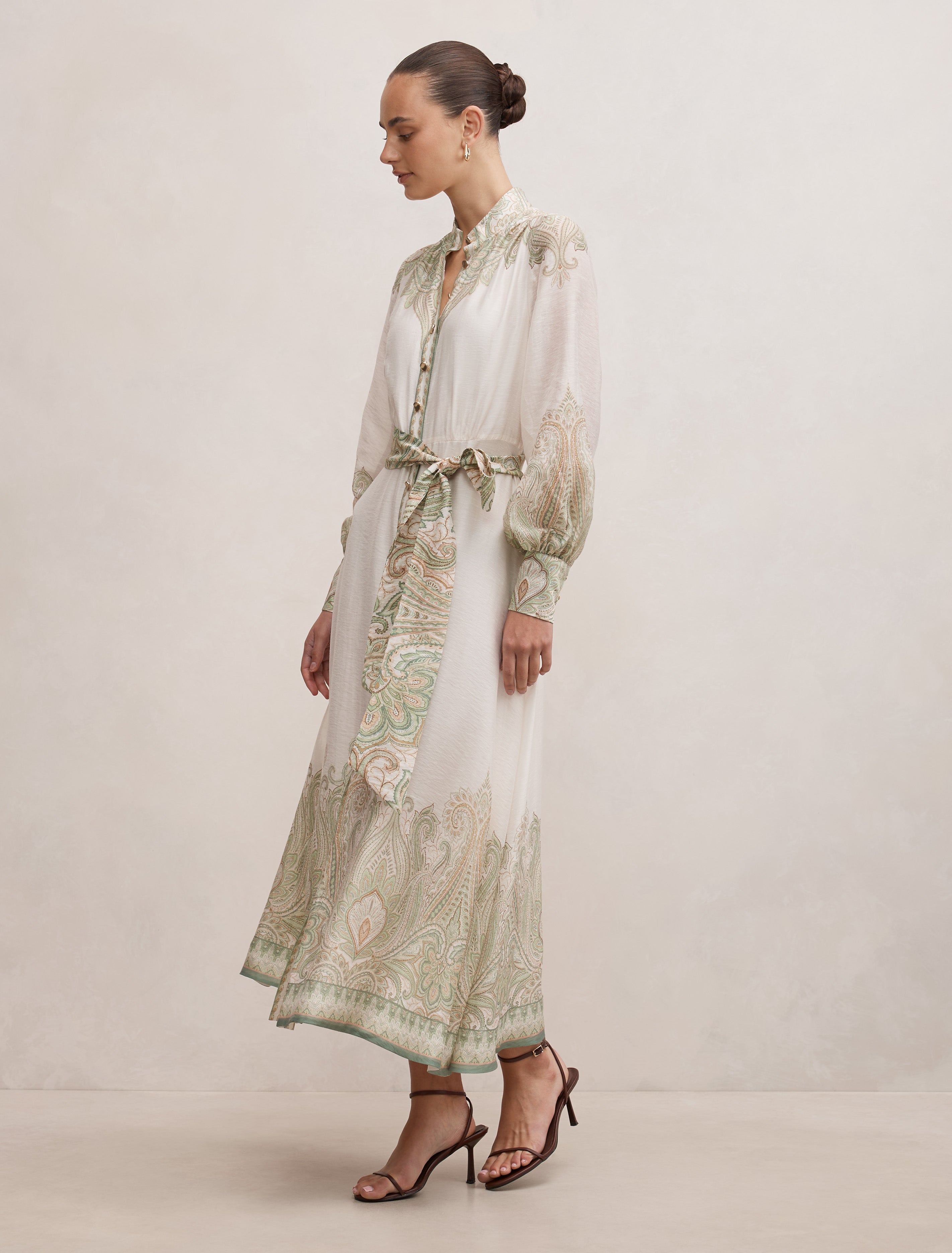 Lucena Button Front Midi Dress