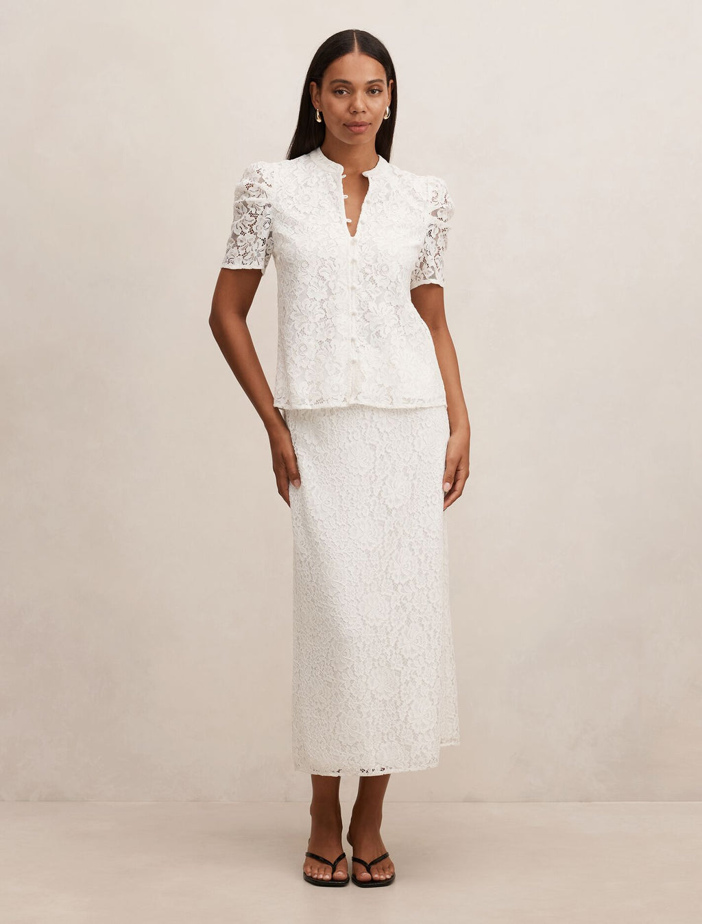 Lina Short Sleeve Lace Blouse