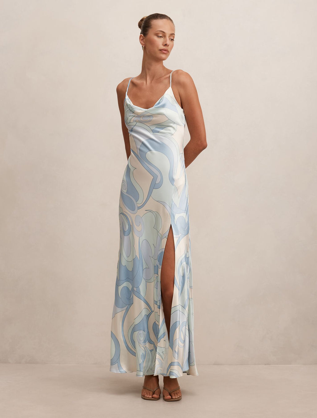 Tyler Satin Cowl Slip Maxi