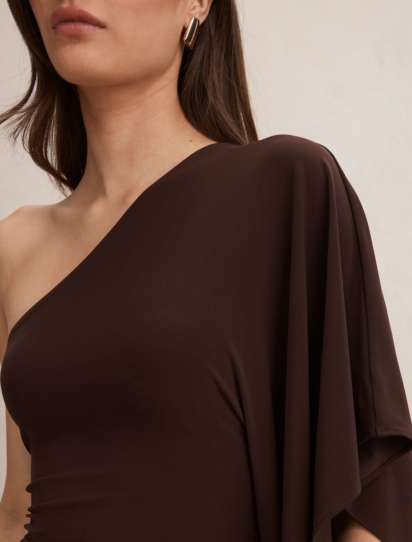 one shoulder brown mini dress Buy Reiss Chocolate Brown Ellery One-Shoulder Draped Mini Dress from Next USA