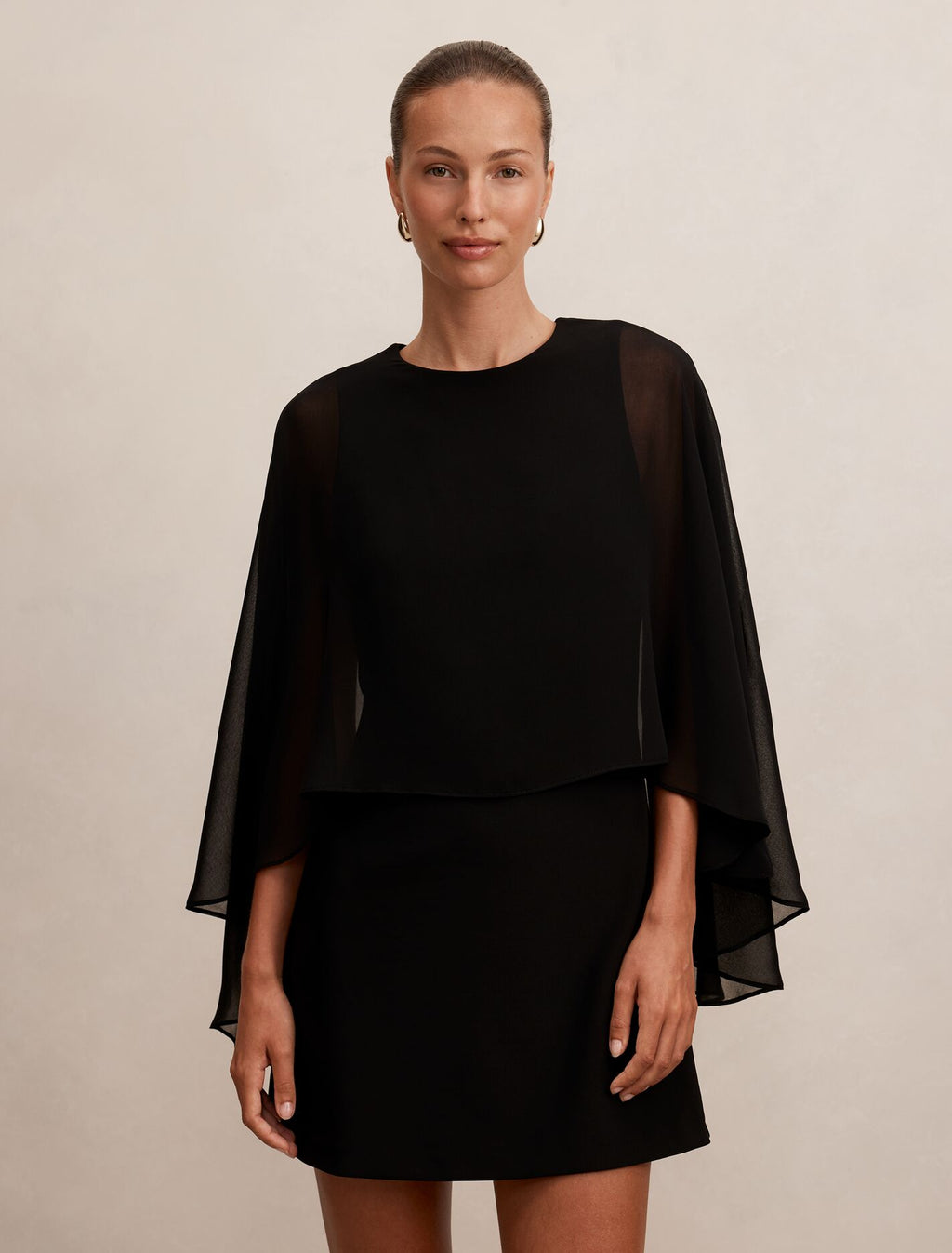 Irena Sheer Cape Mini Dress