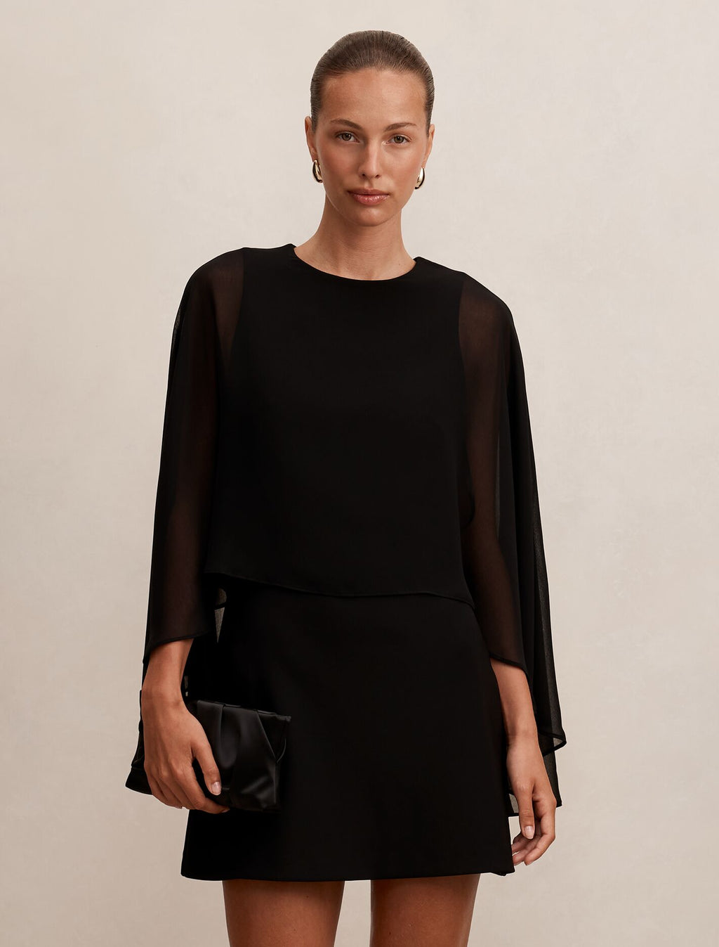 Irena Sheer Cape Mini Dress