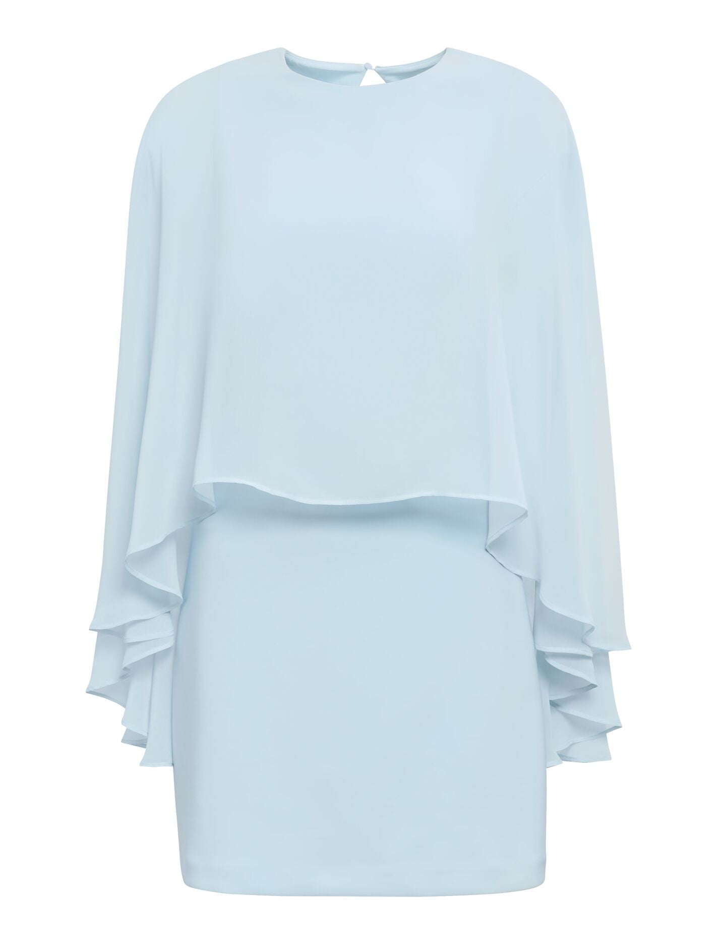Blue Mini Dress - Irena Sheer Cape - Size 0 to 12