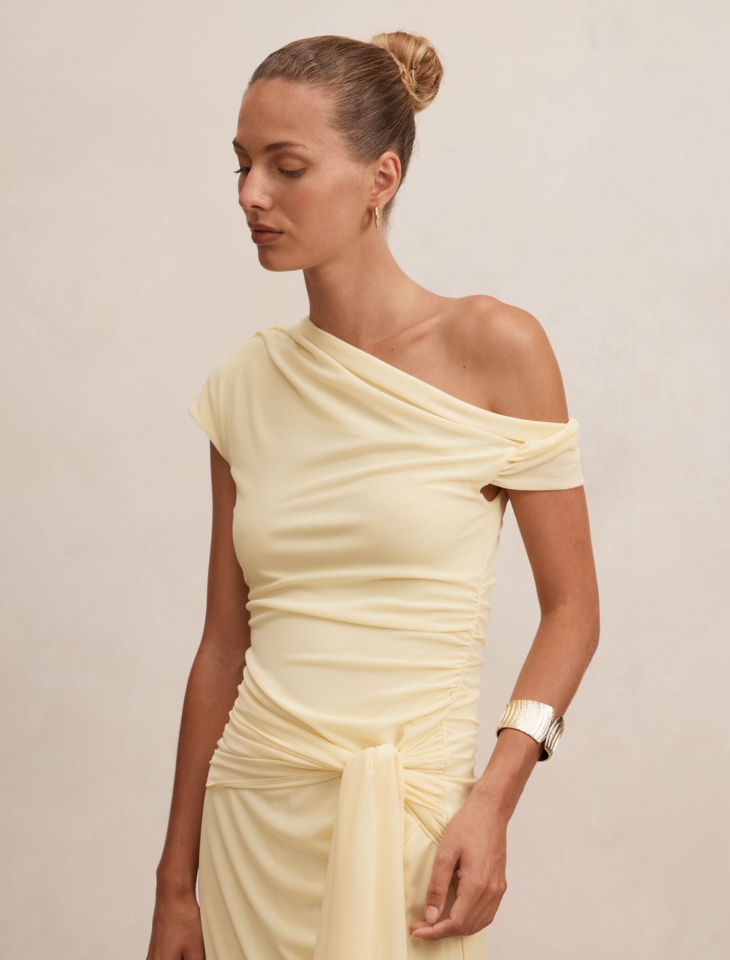 Piper Draped Tie Mesh Midi Dress