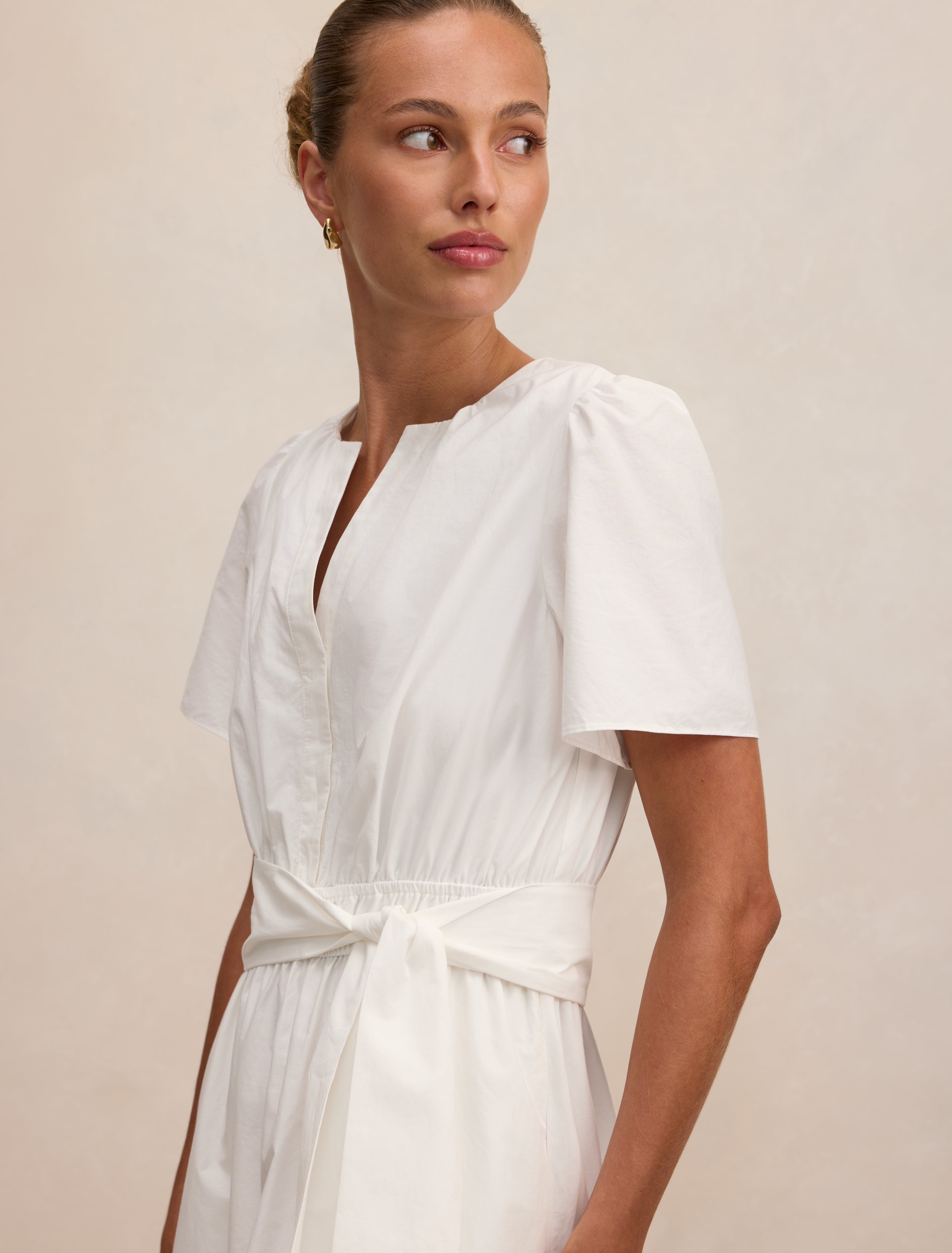 Matilda Embroidered Tie Midi Dress