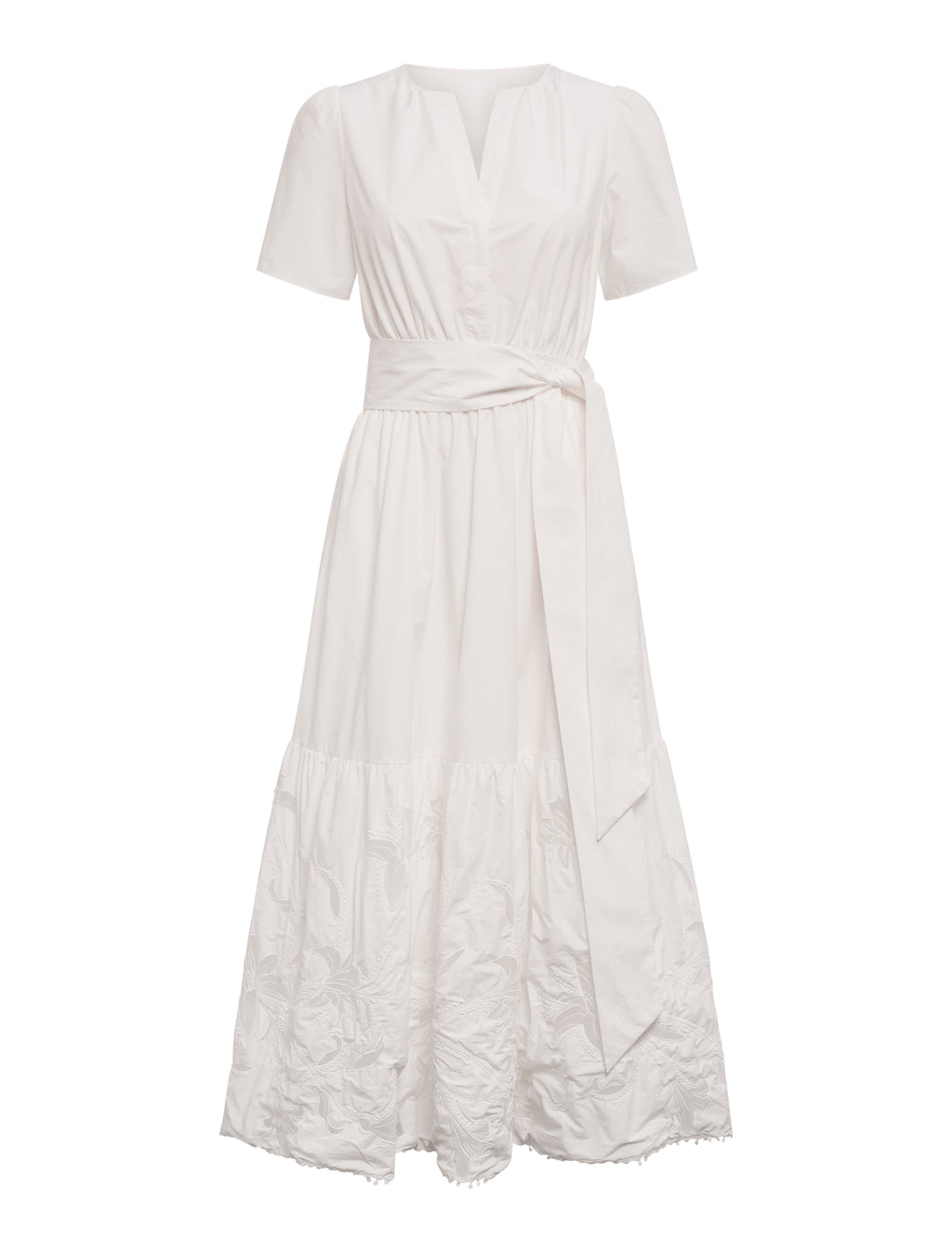 Matilda Embroidered Tie Midi Dress