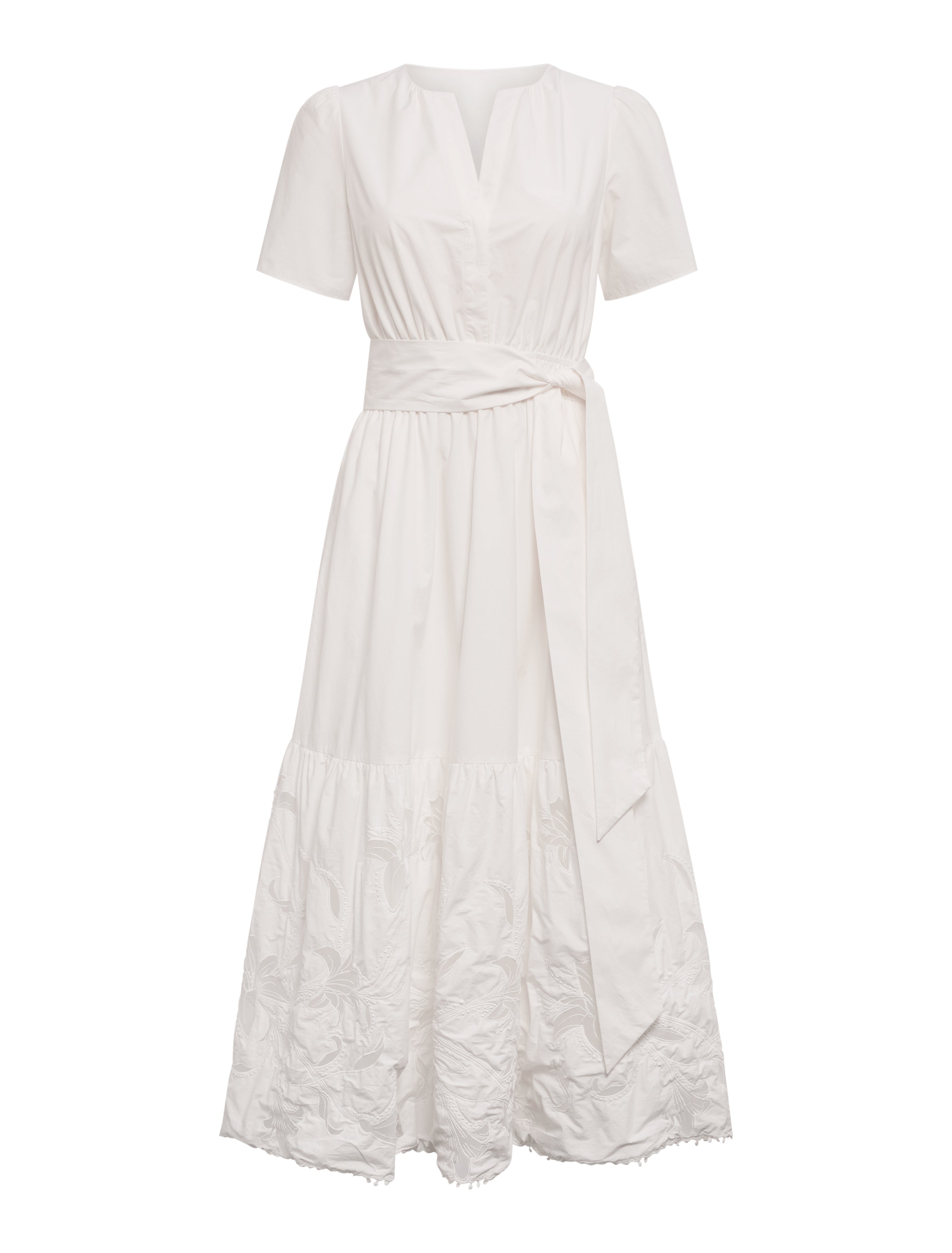 Matilda Embroidered Tie Midi Dress