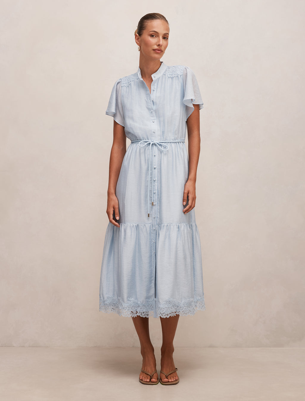 Harriet Lace Button Midi Dress