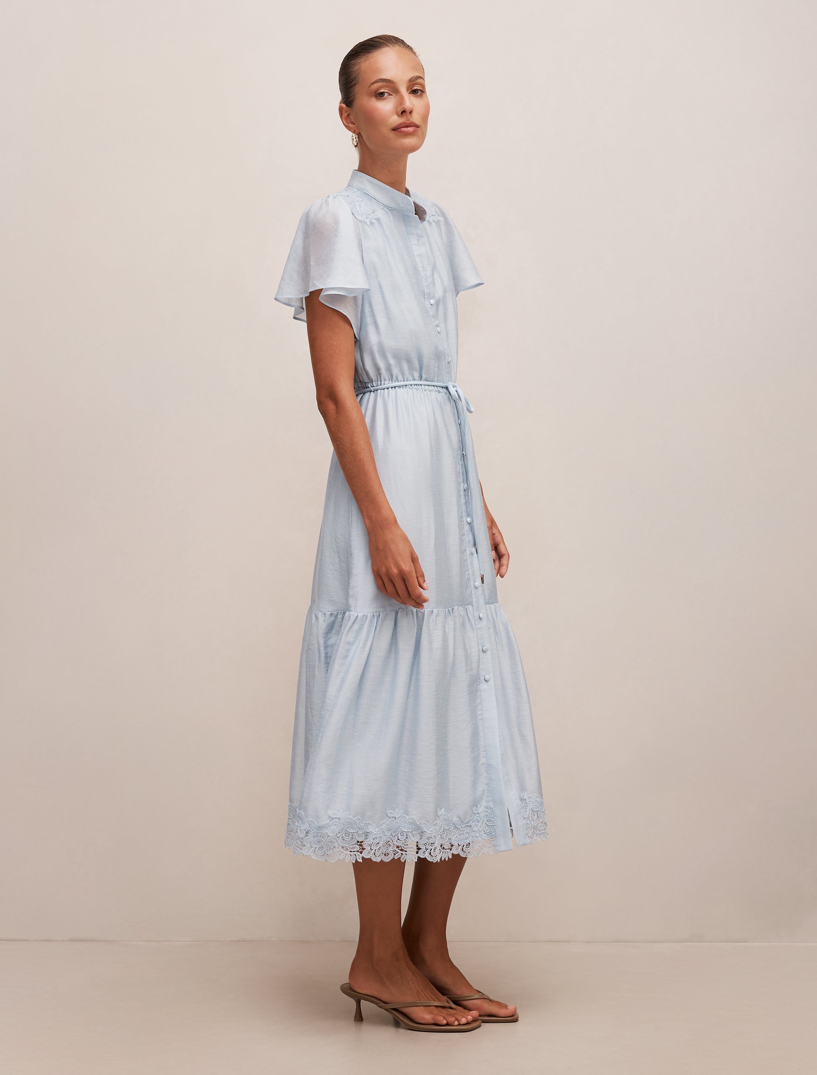 Harriet Lace Button Midi Dress