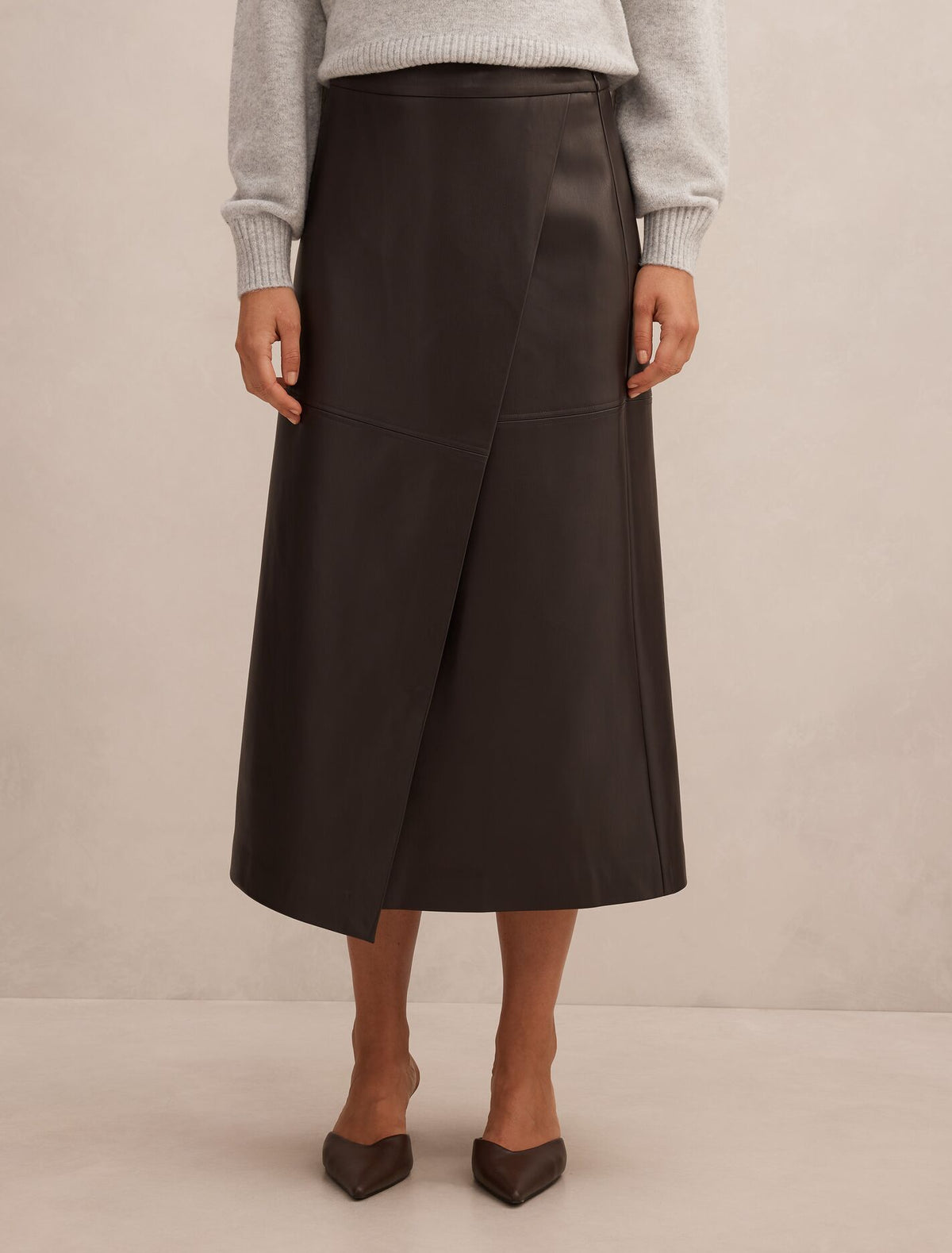 Amelia Faux Leather Wrap Skirt