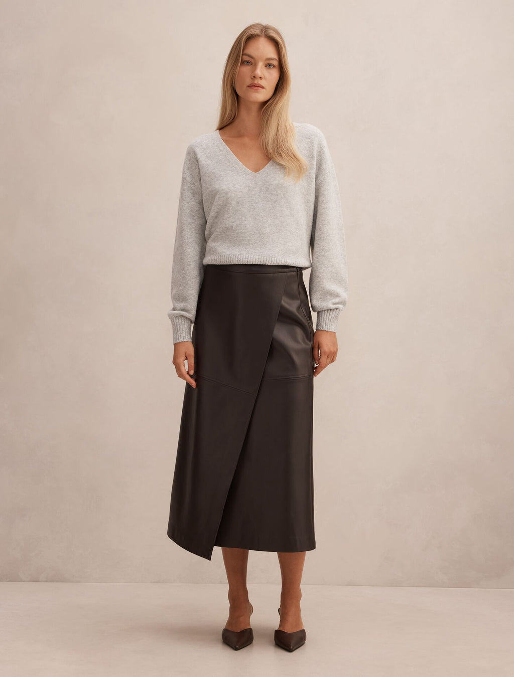 Amelia Faux Leather Wrap Skirt