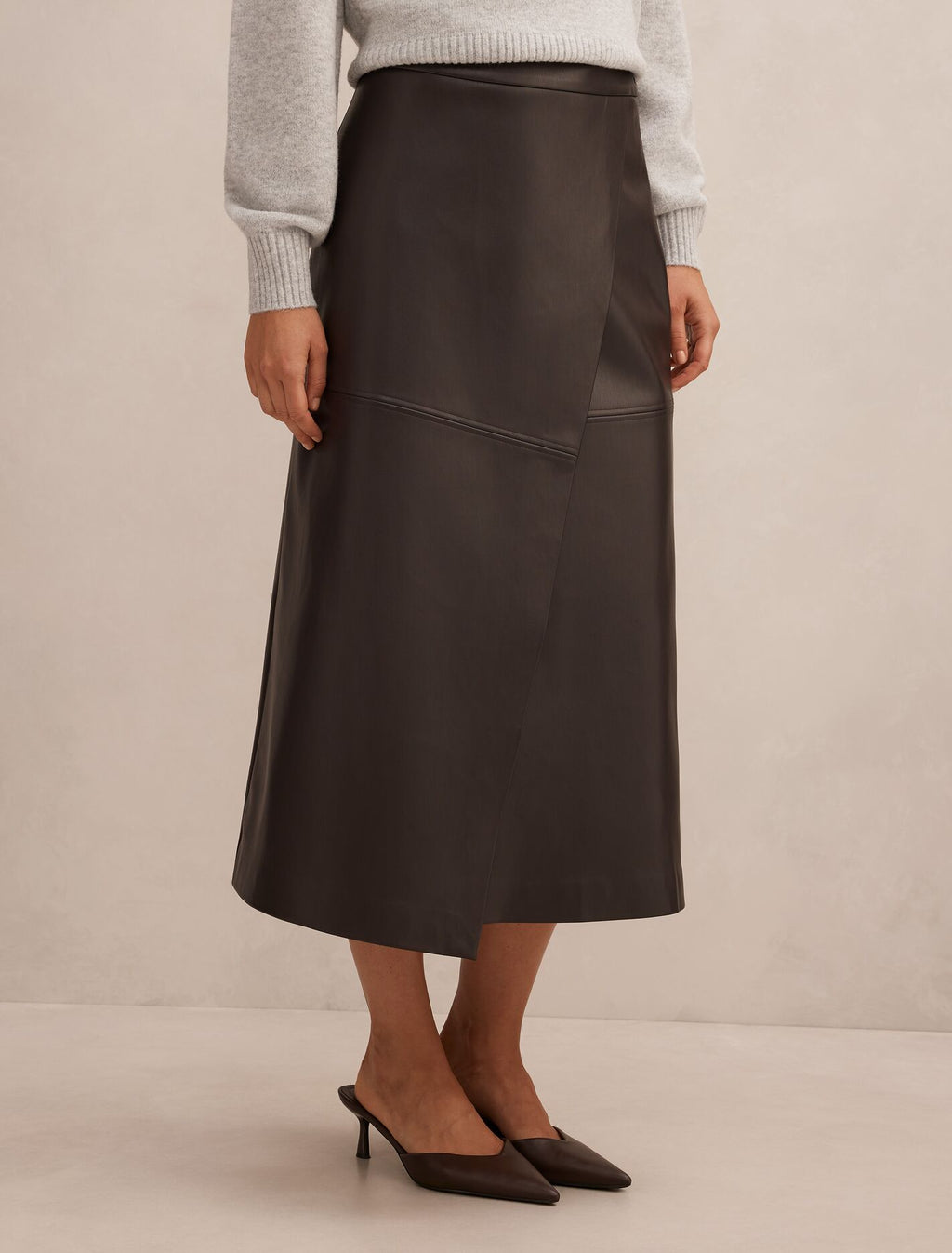 Amelia Faux Leather Wrap Skirt