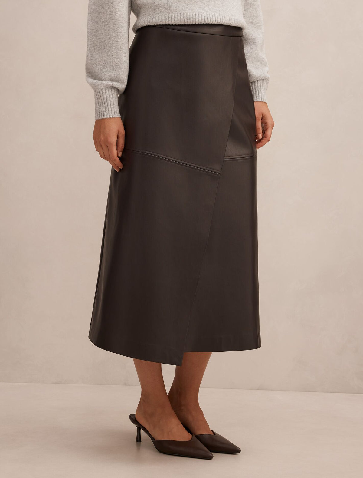 Amelia Faux Leather Wrap Skirt