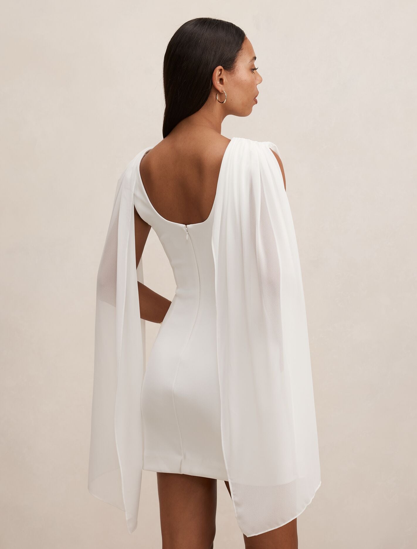 White Mini Dress - Bowie Mini Dress with Shawl - Size 0 to 12