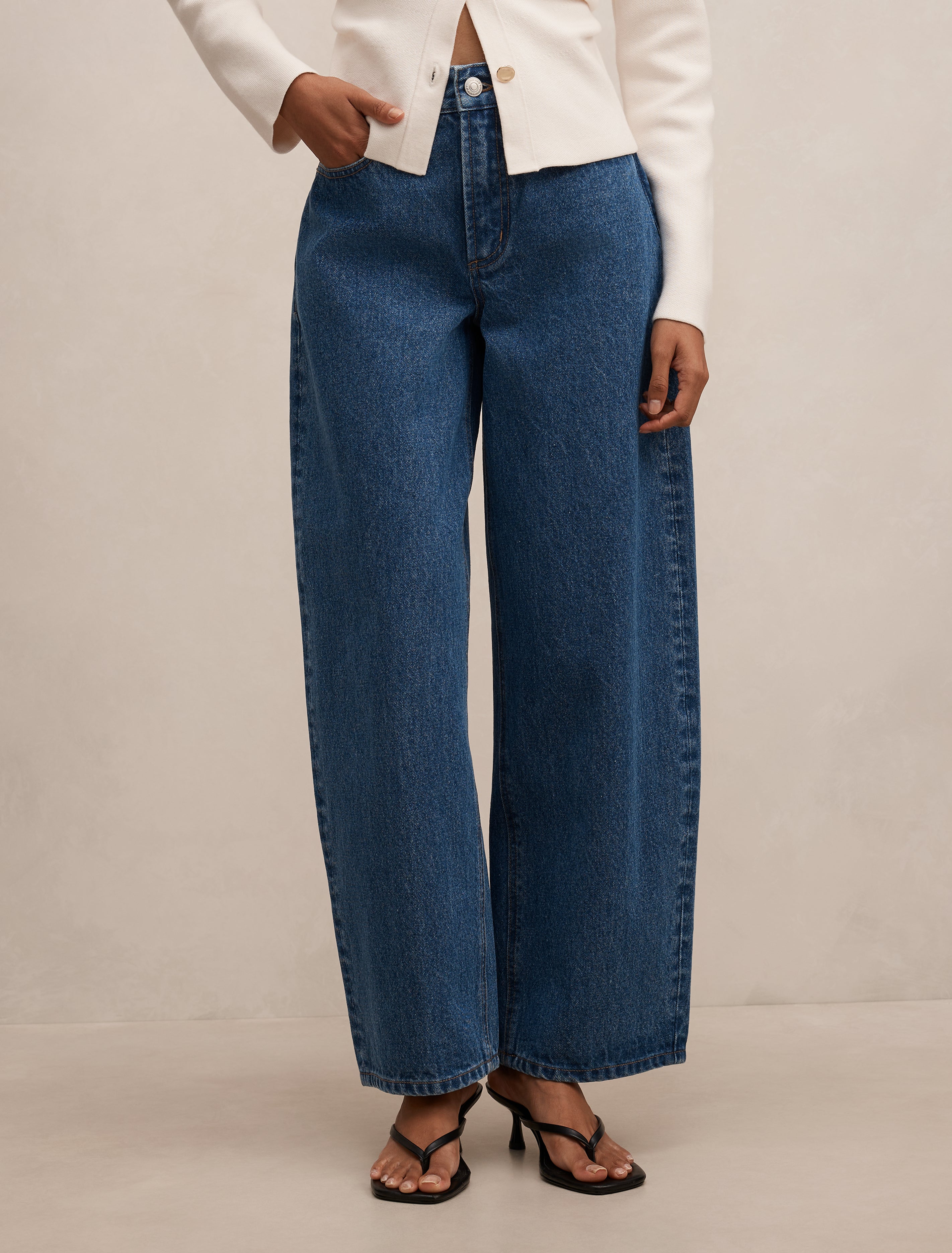 Emma Petite Mid Rise Barrel Jean