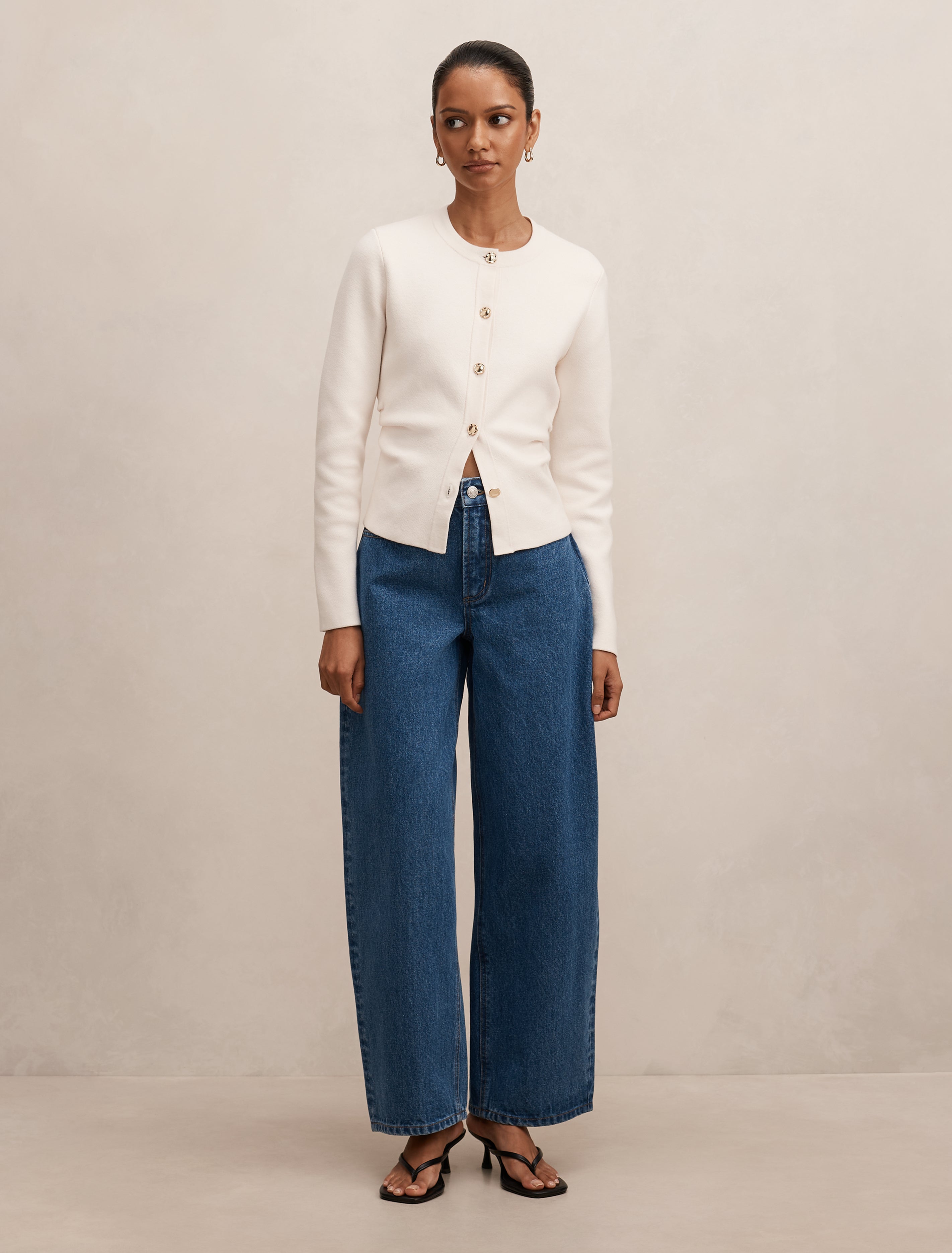 Emma Petite Mid Rise Barrel Jean