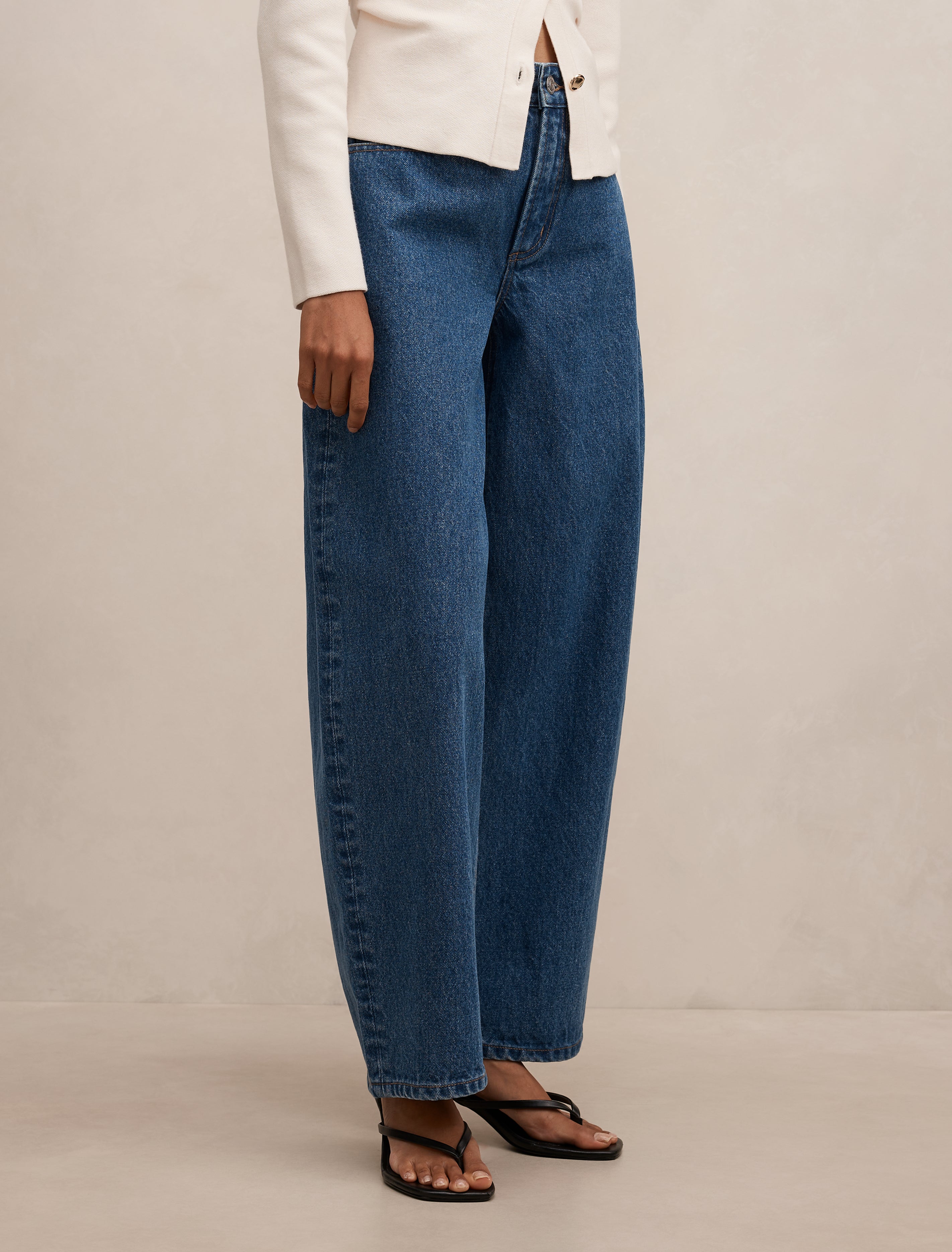 Emma Petite Mid Rise Barrel Jean