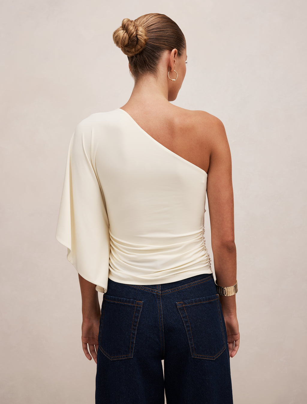 Olive One Shoulder Cape Top