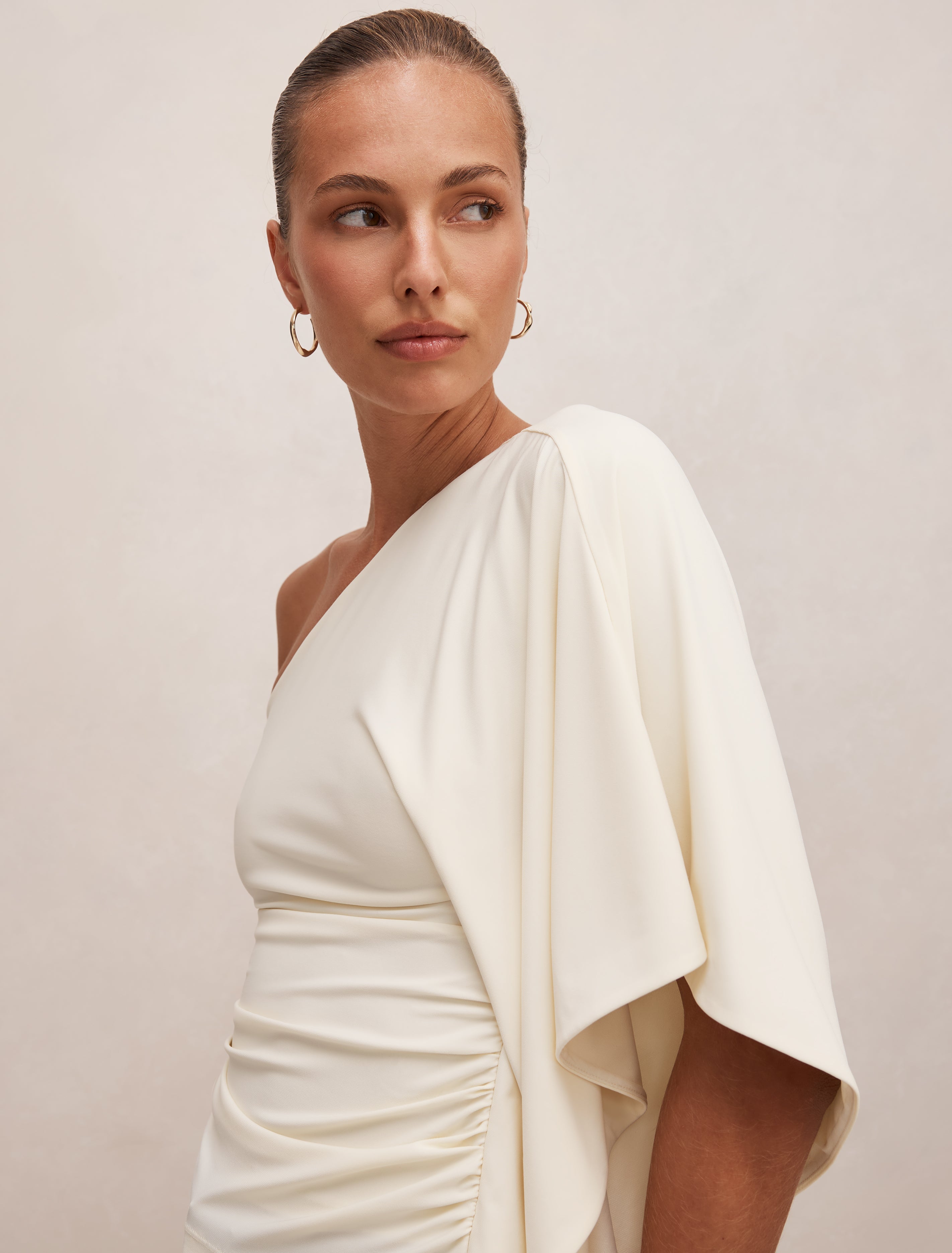 Olive One Shoulder Cape Top
