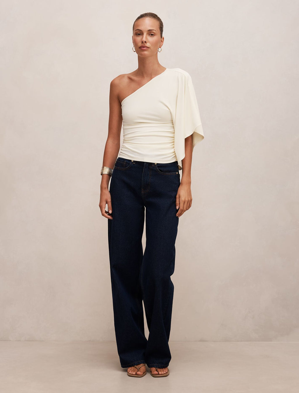 Olive One Shoulder Cape Top