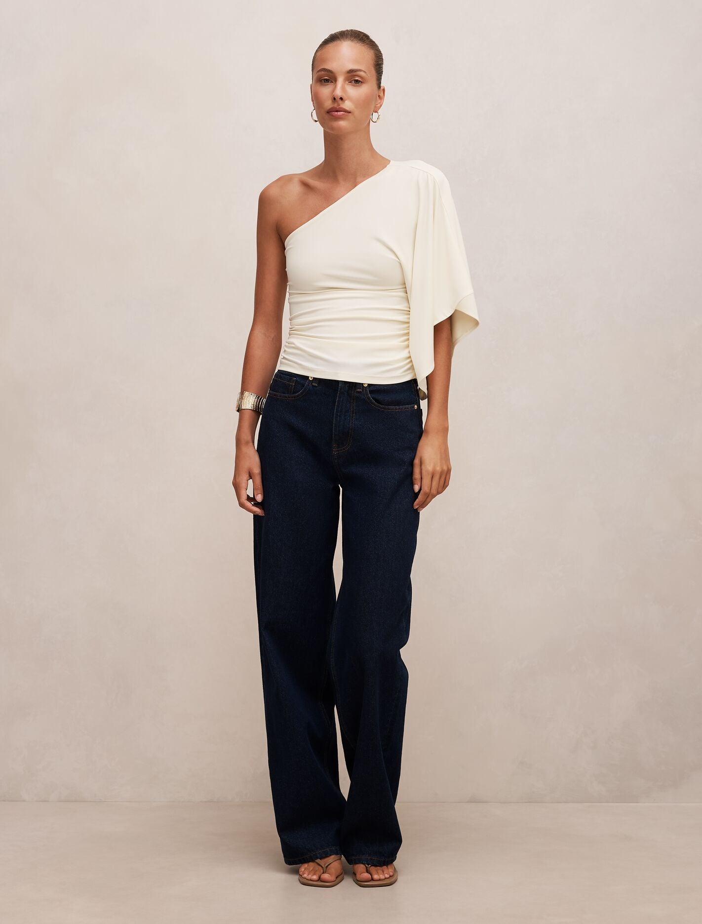 Olive One Shoulder Cape Top