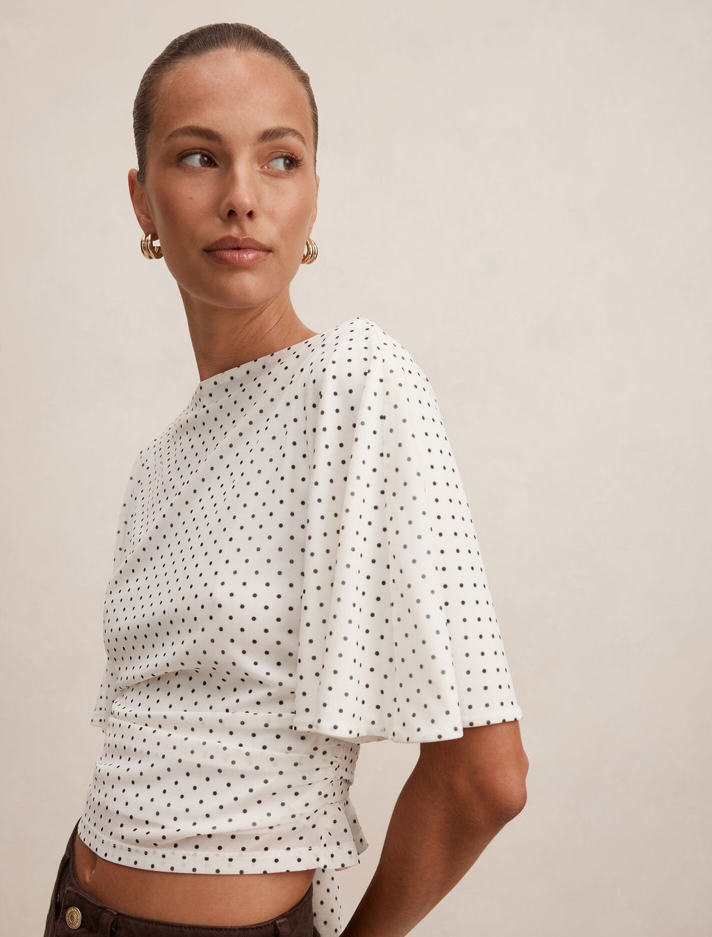 Paige Flutter Sleeve Tie Back Blouse
