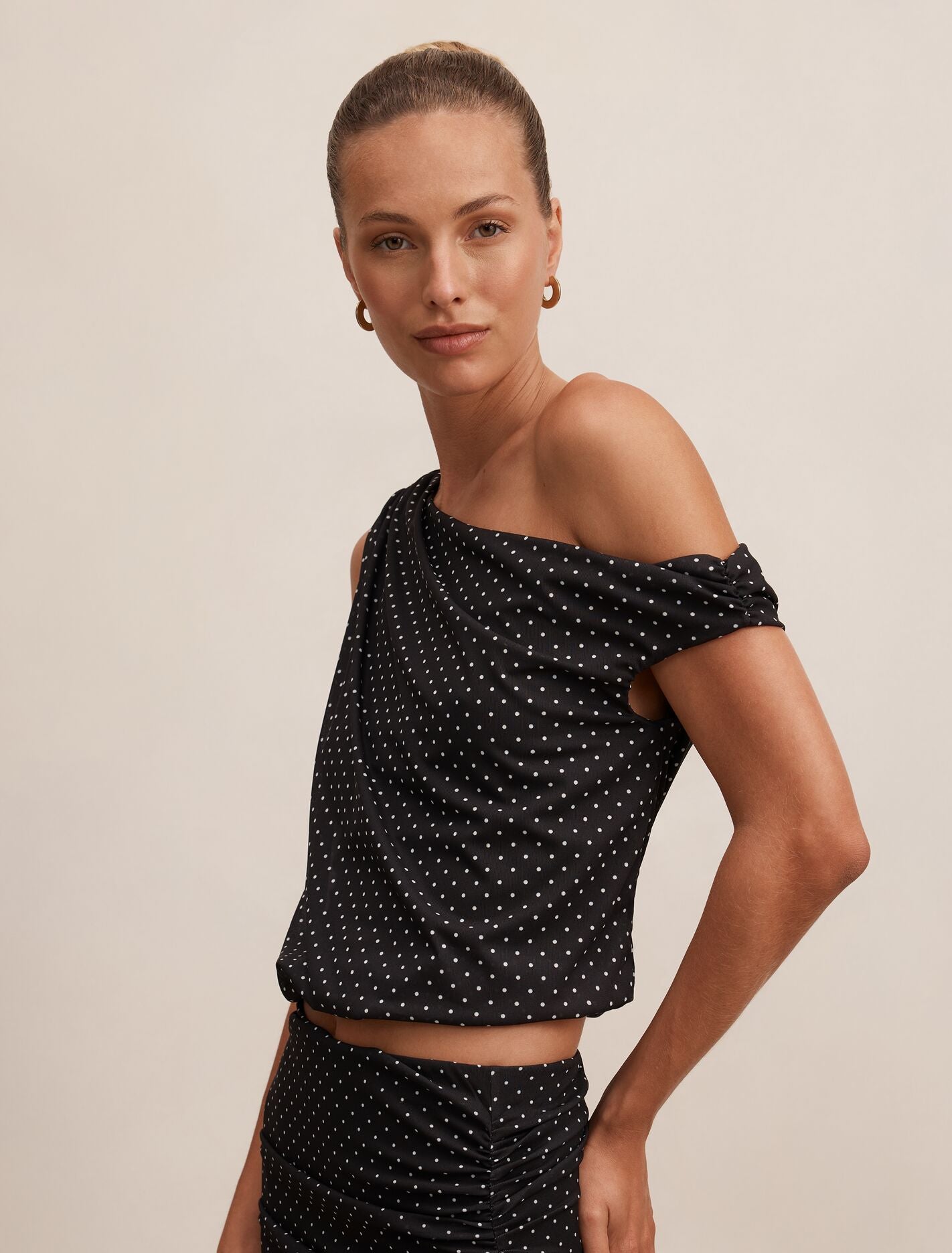 Mila Tipped Shoulder Drape Top