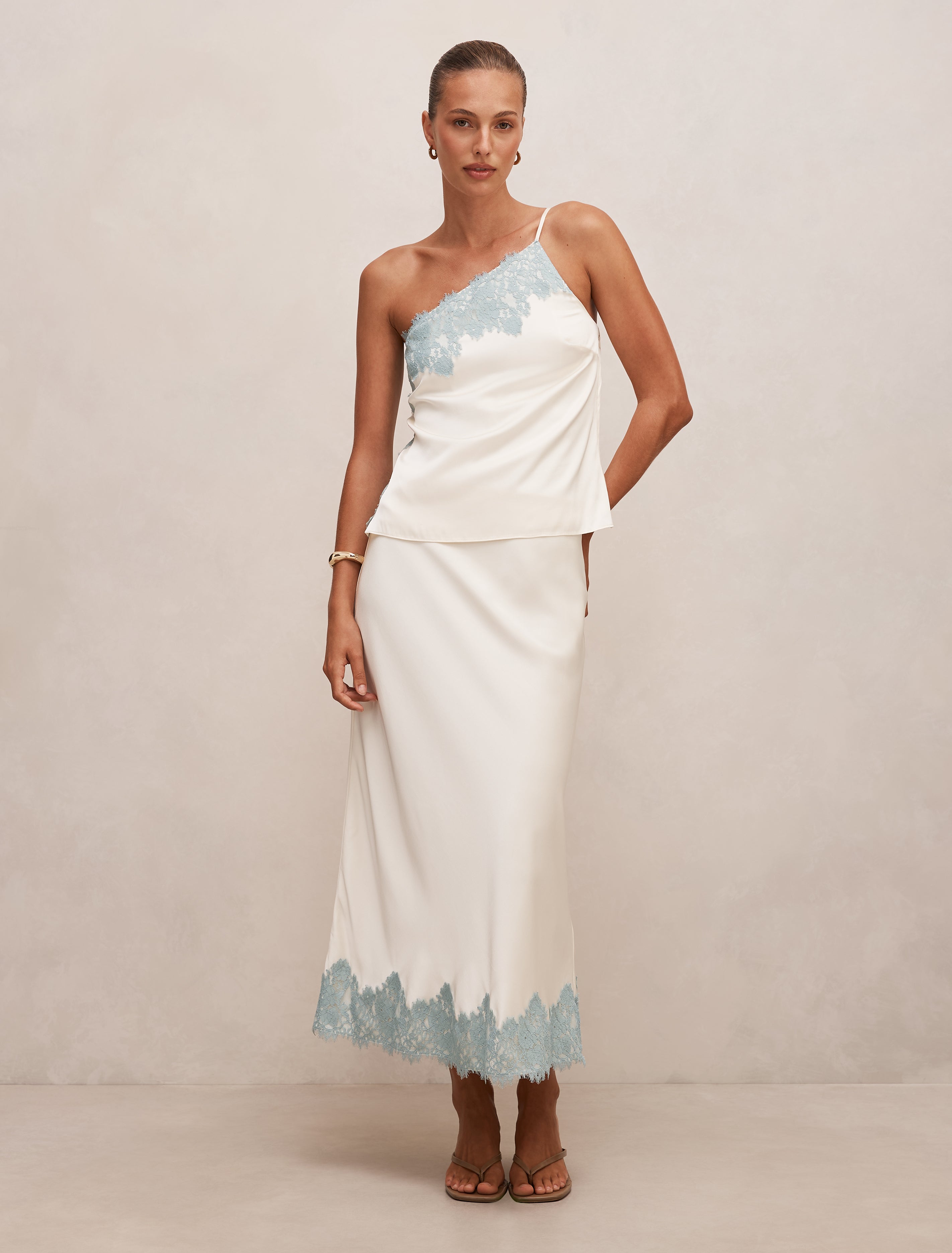 Adele Lace Trim Midi Skirt
