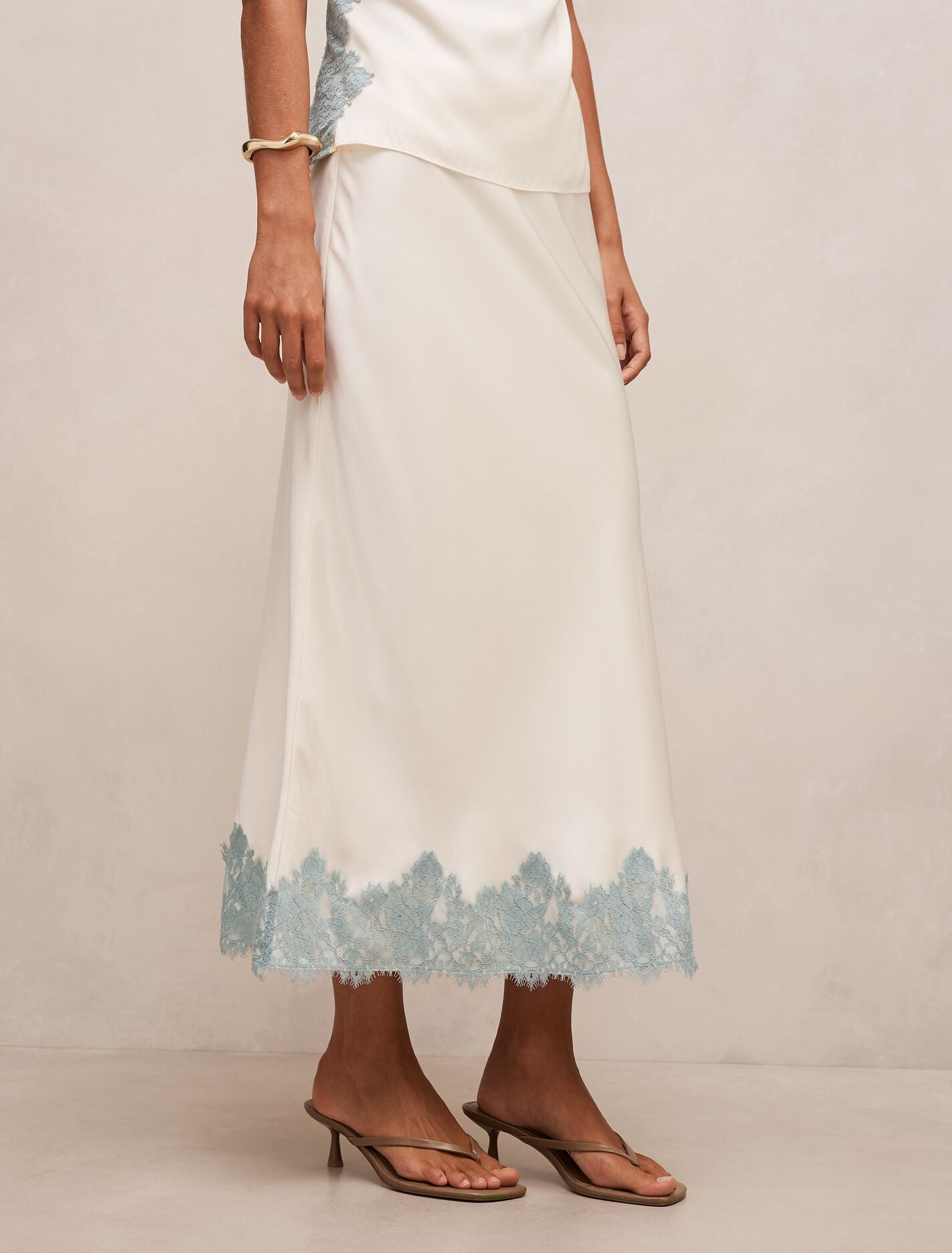 Adele Lace Trim Midi Skirt