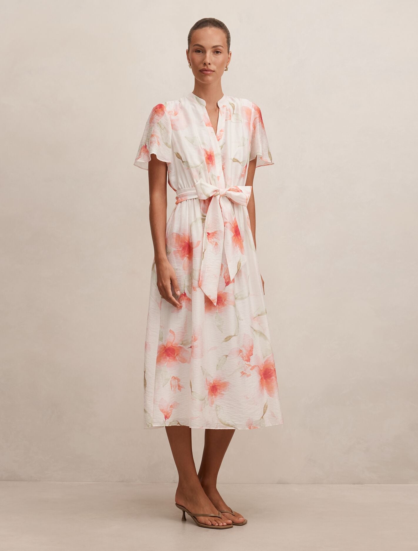 Dahlia Button Tie Midi Dress