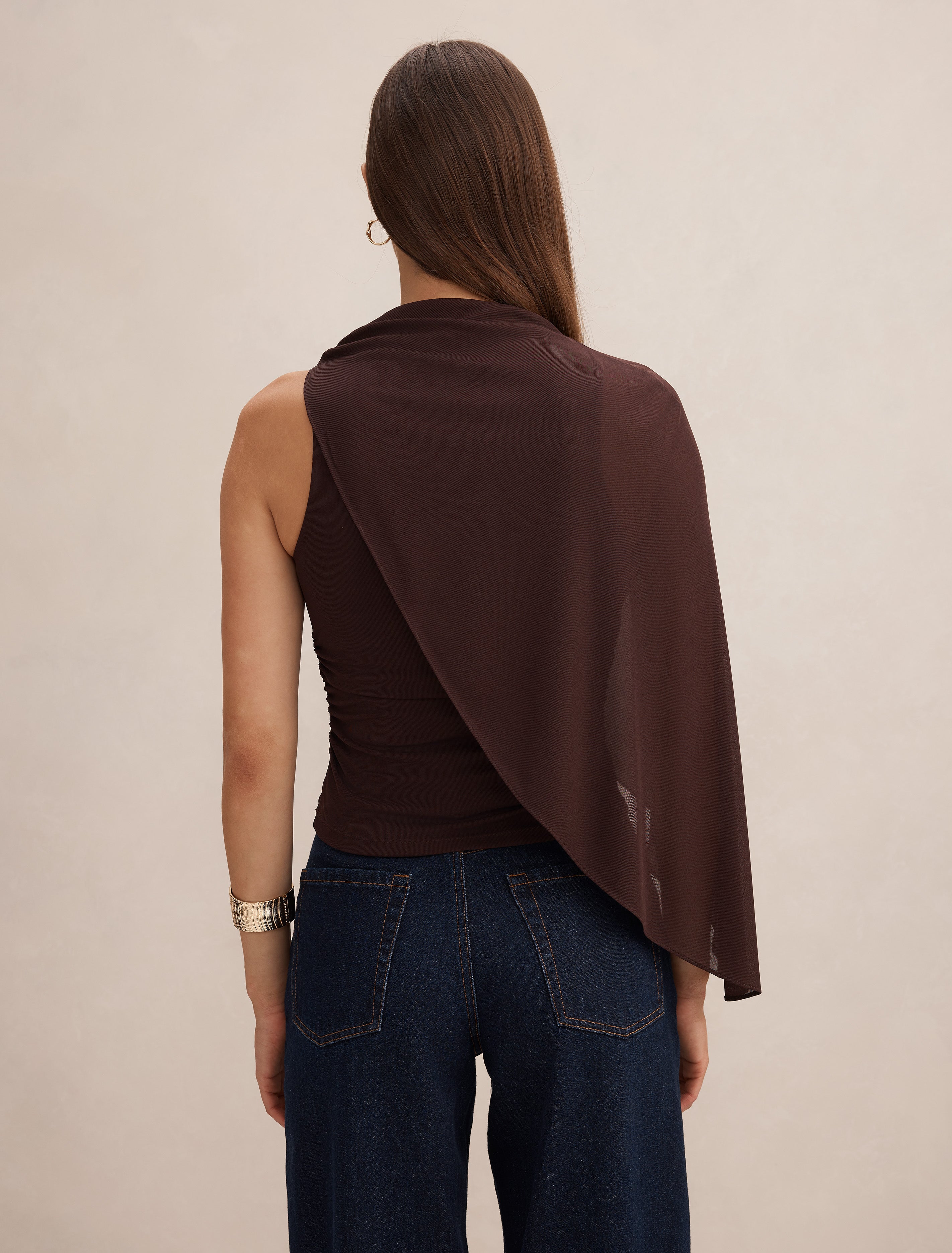 Brown Cape Top - Rosalind Asymmetric - Size 4 to 16 - Womens Tops