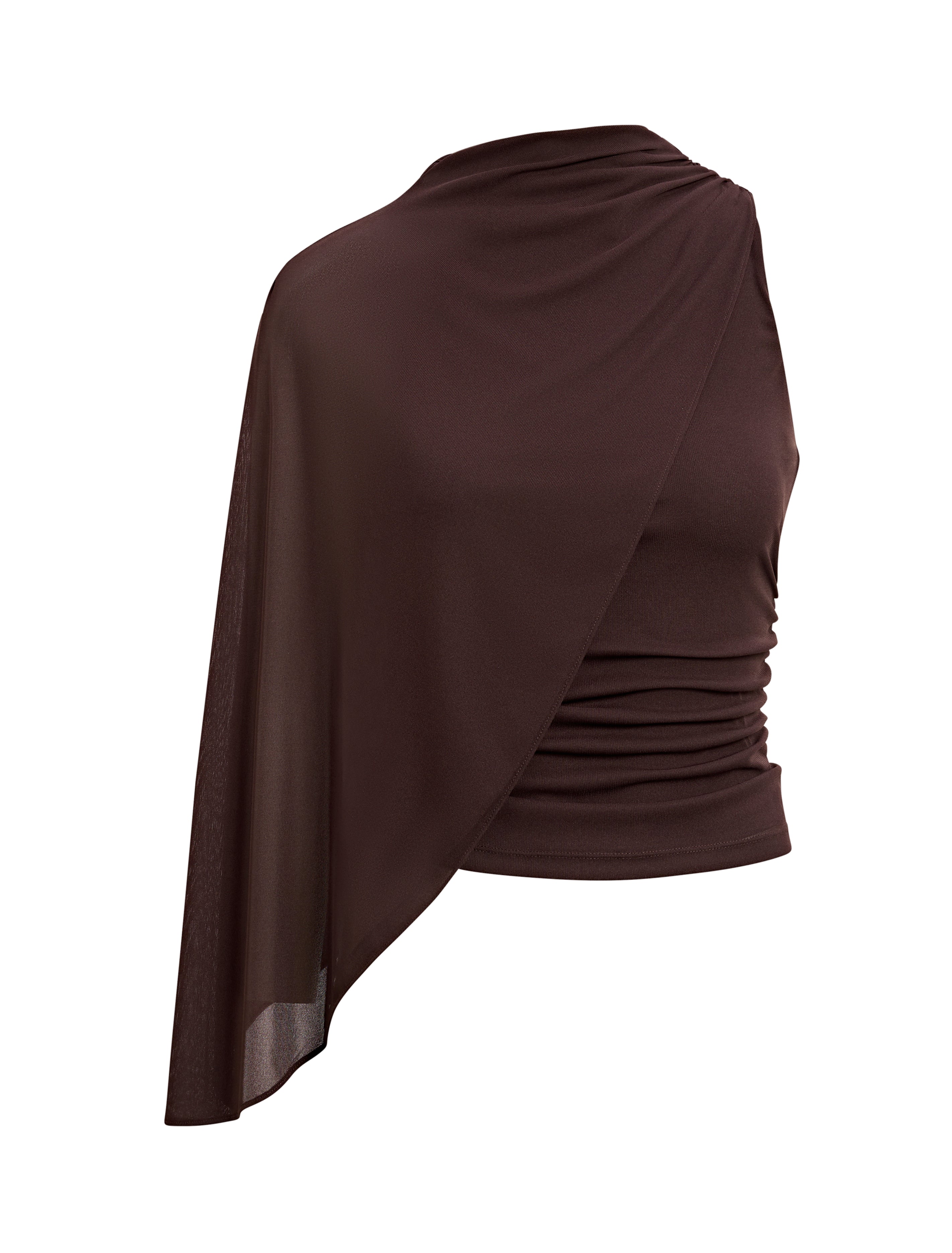 Brown Cape Top - Rosalind Asymmetric - Size 4 to 16 - Womens Tops
