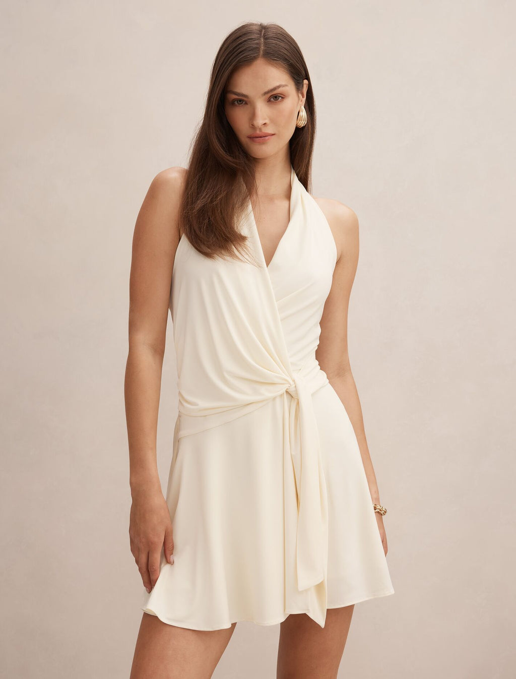 Aaliyah Wrap Halter Mini Dress
