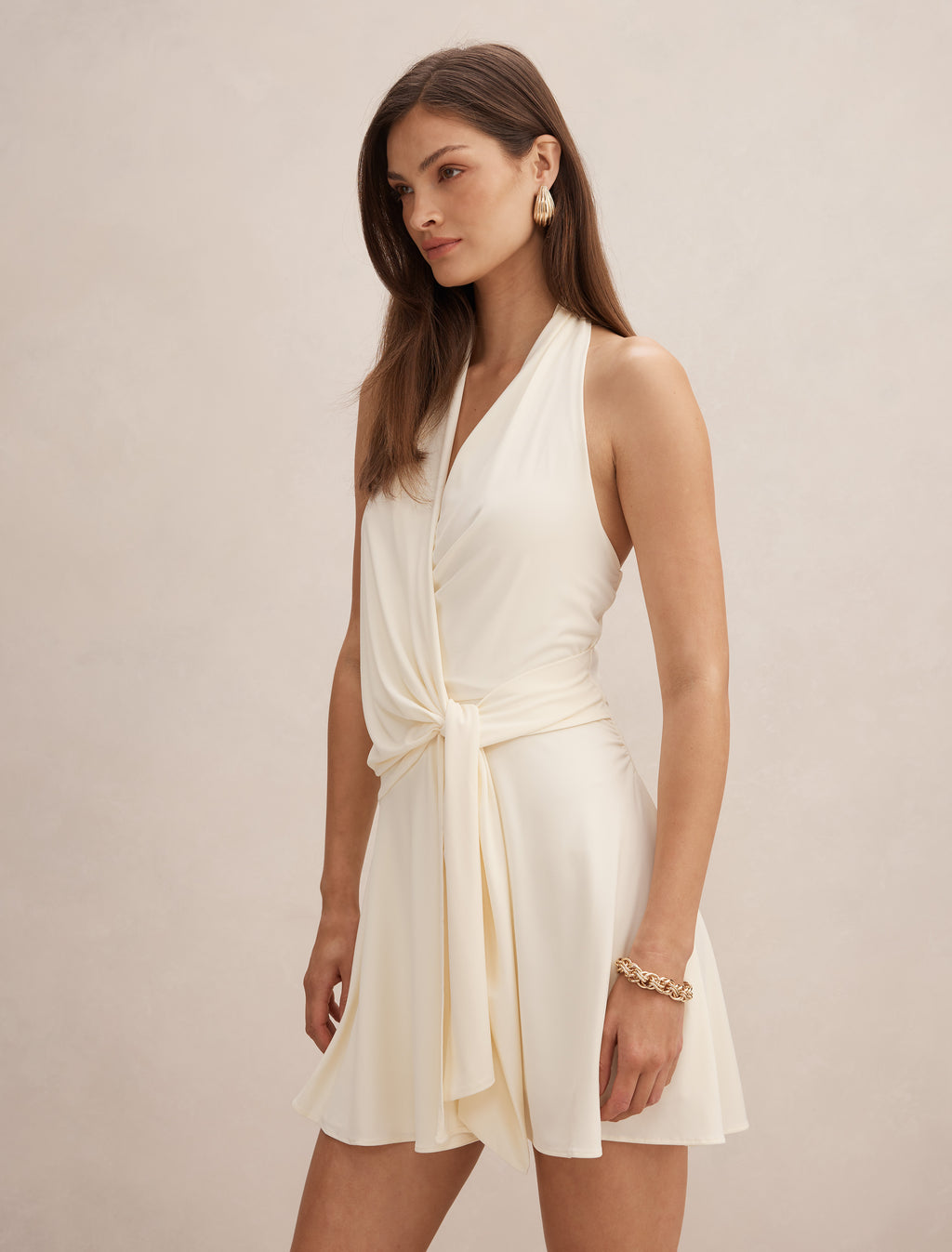 Aaliyah Wrap Halter Mini Dress