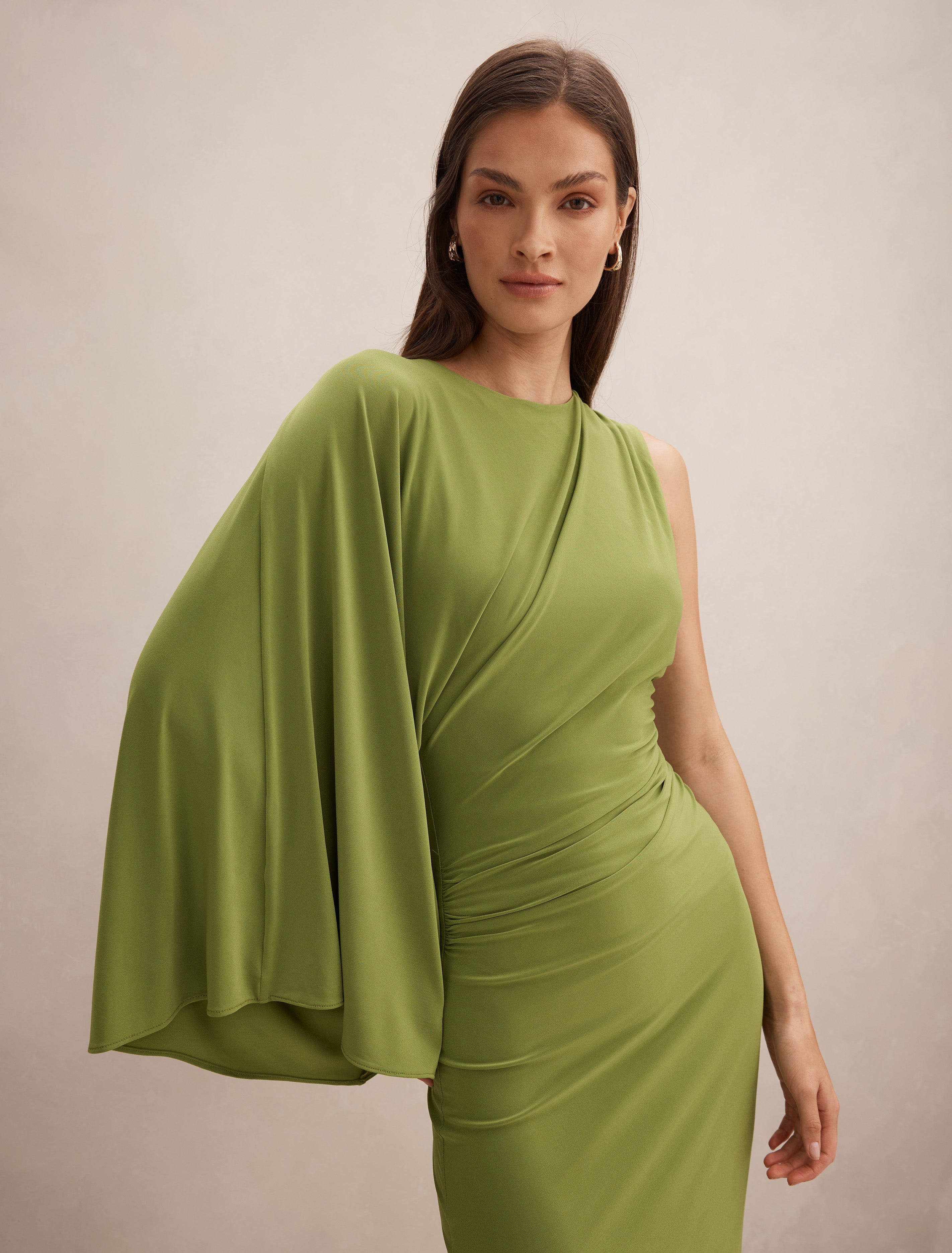 Fleur Cape Shoulder Maxi Dress