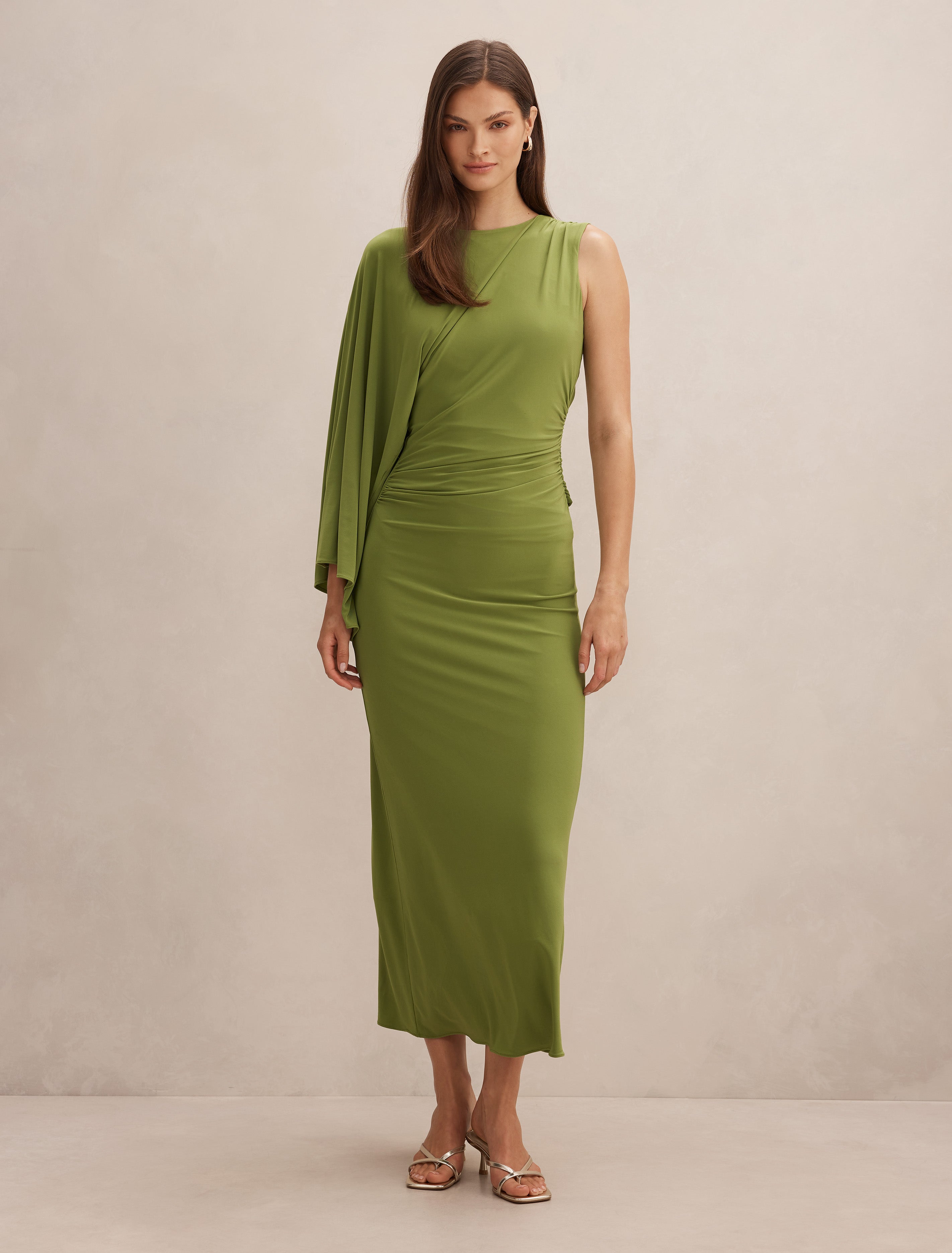 Fleur Cape Shoulder Maxi Dress