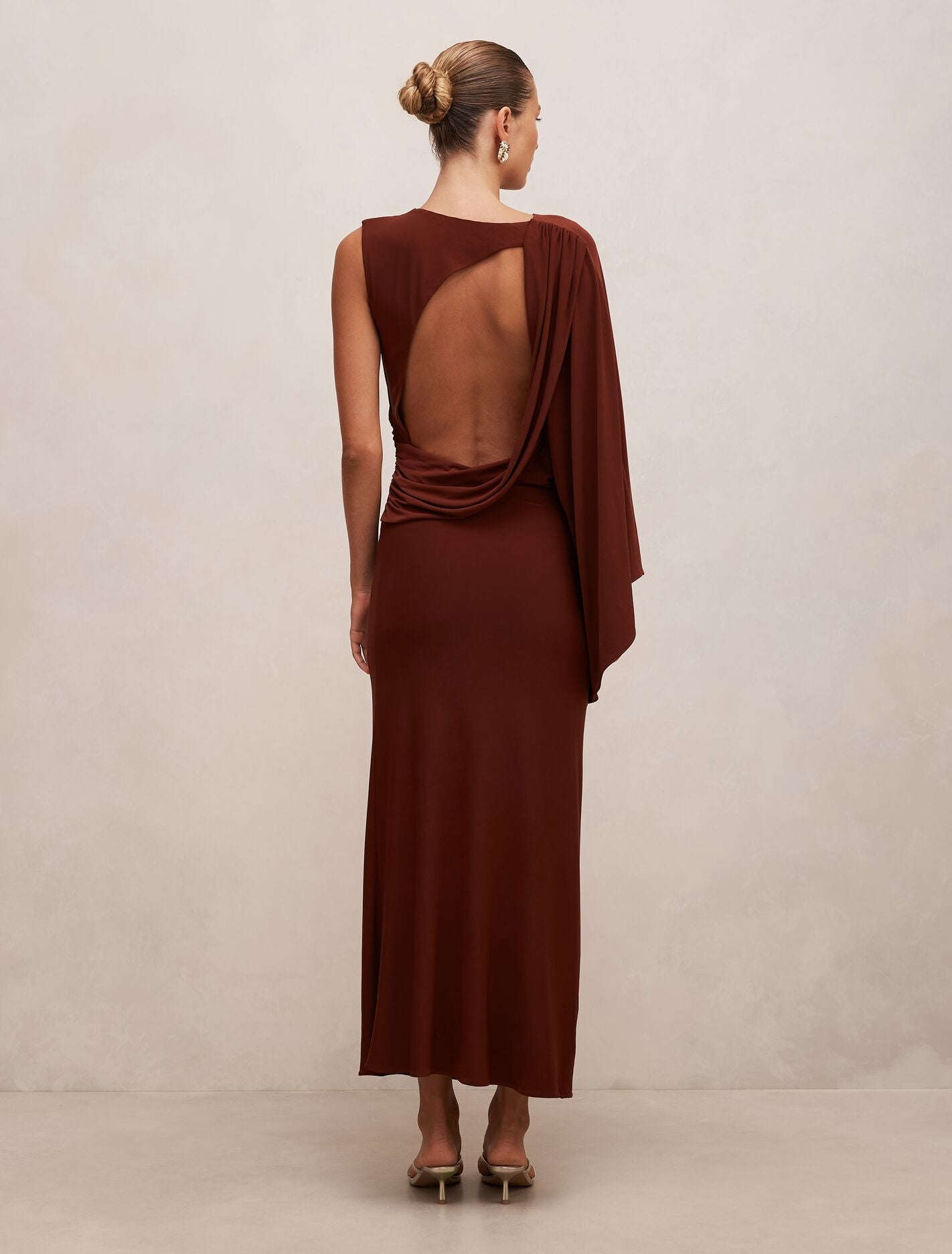 Fleur Cape Shoulder Maxi Dress