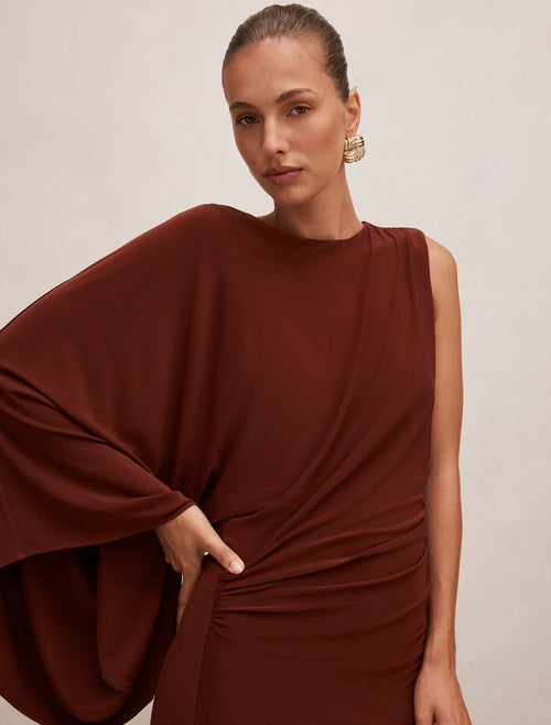 Fleur Cape Shoulder Maxi Dress