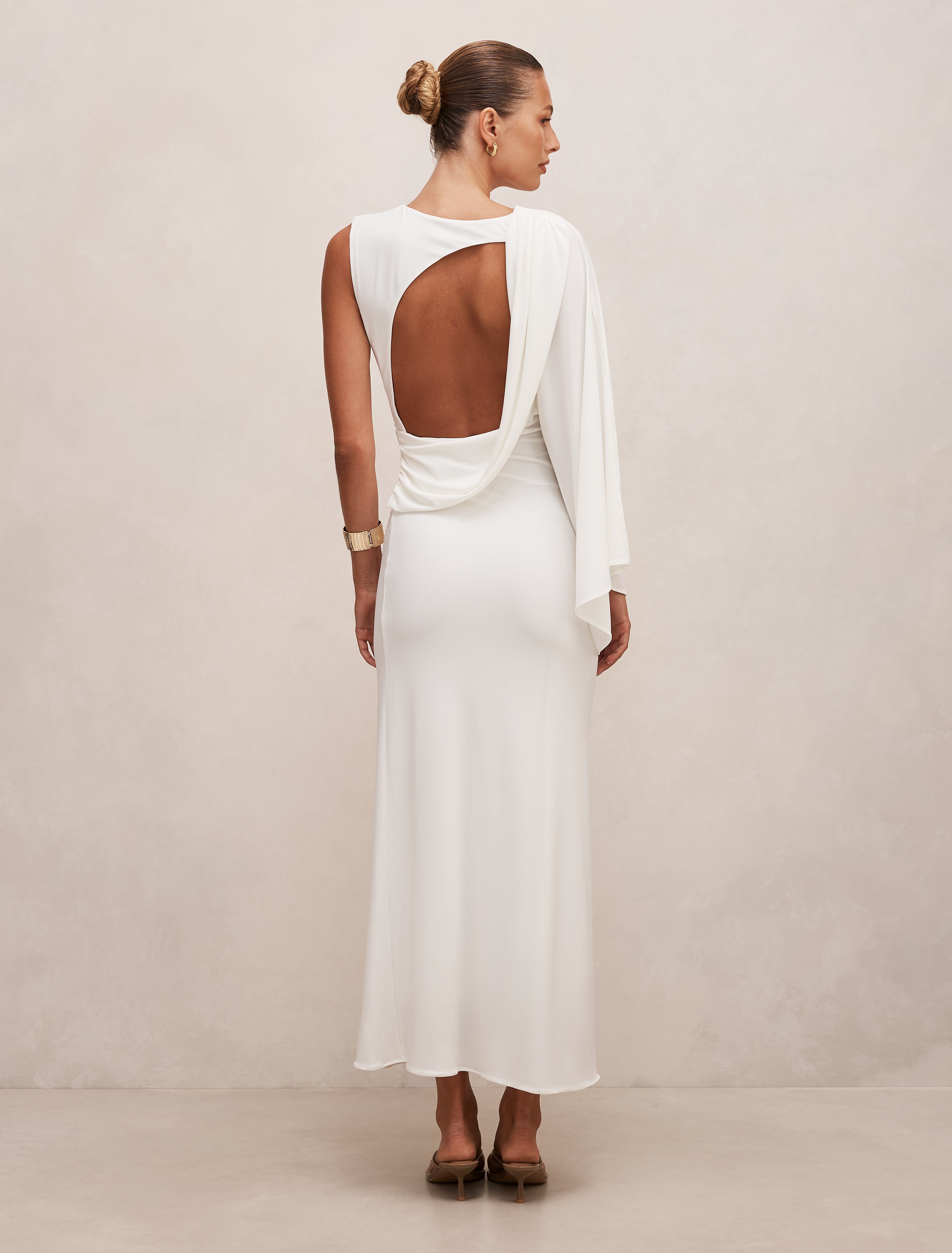 Fleur Cape Shoulder Maxi Dress