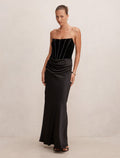 Isra Velvet Corset Maxi Dress