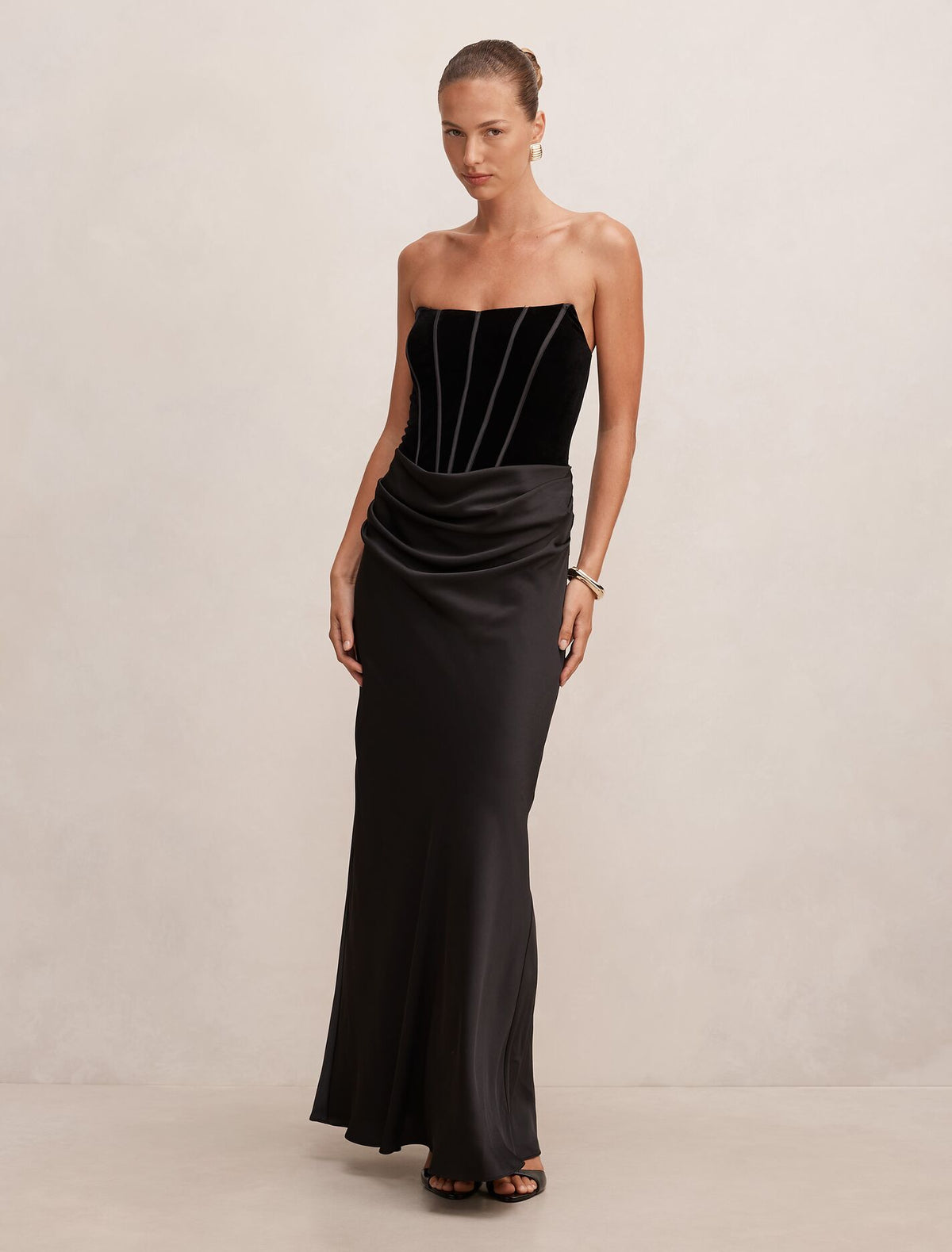 Isra Velvet Corset Maxi Dress
