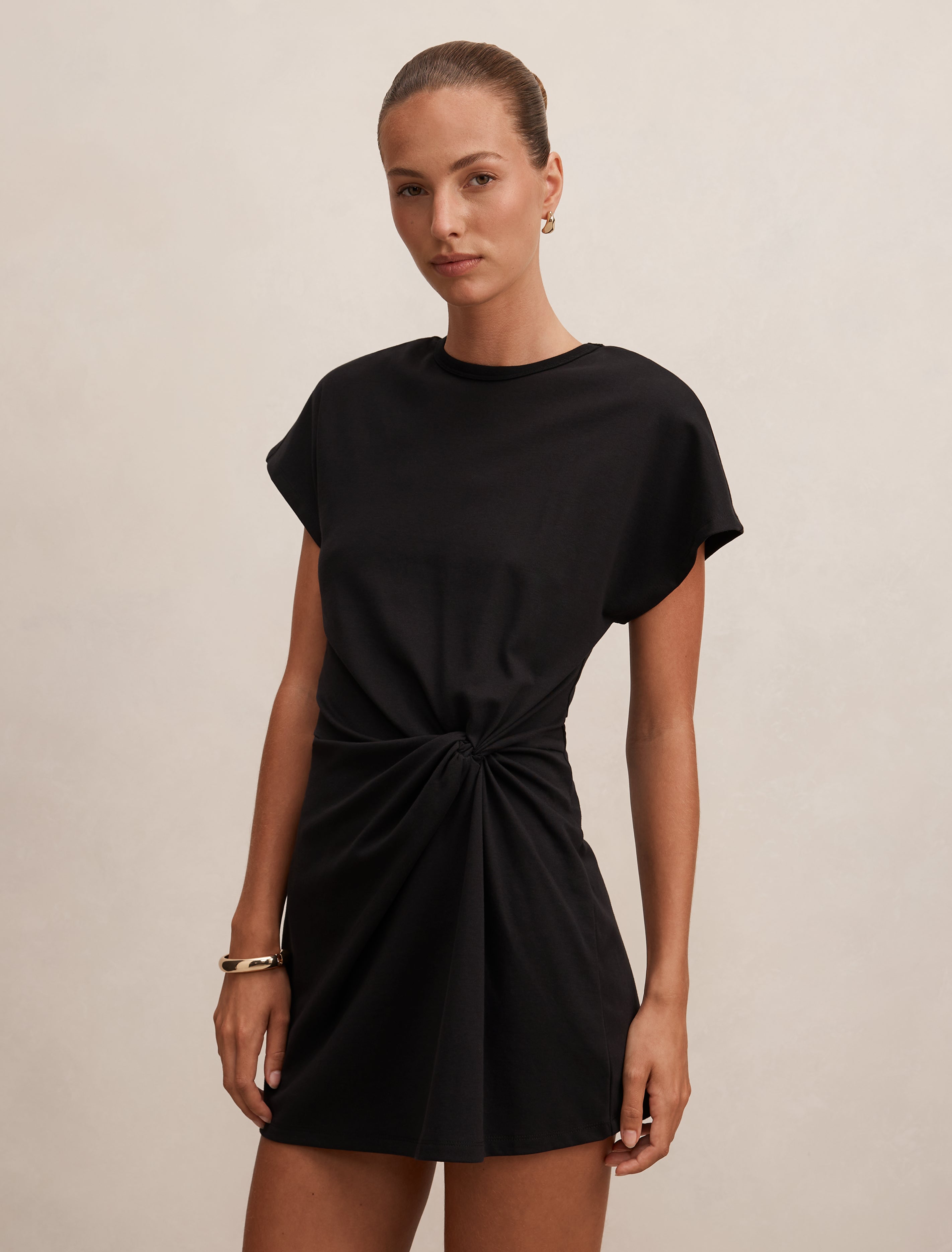 Black Mini Dress - Rose T-Shirt Twist - Size 0 to 12