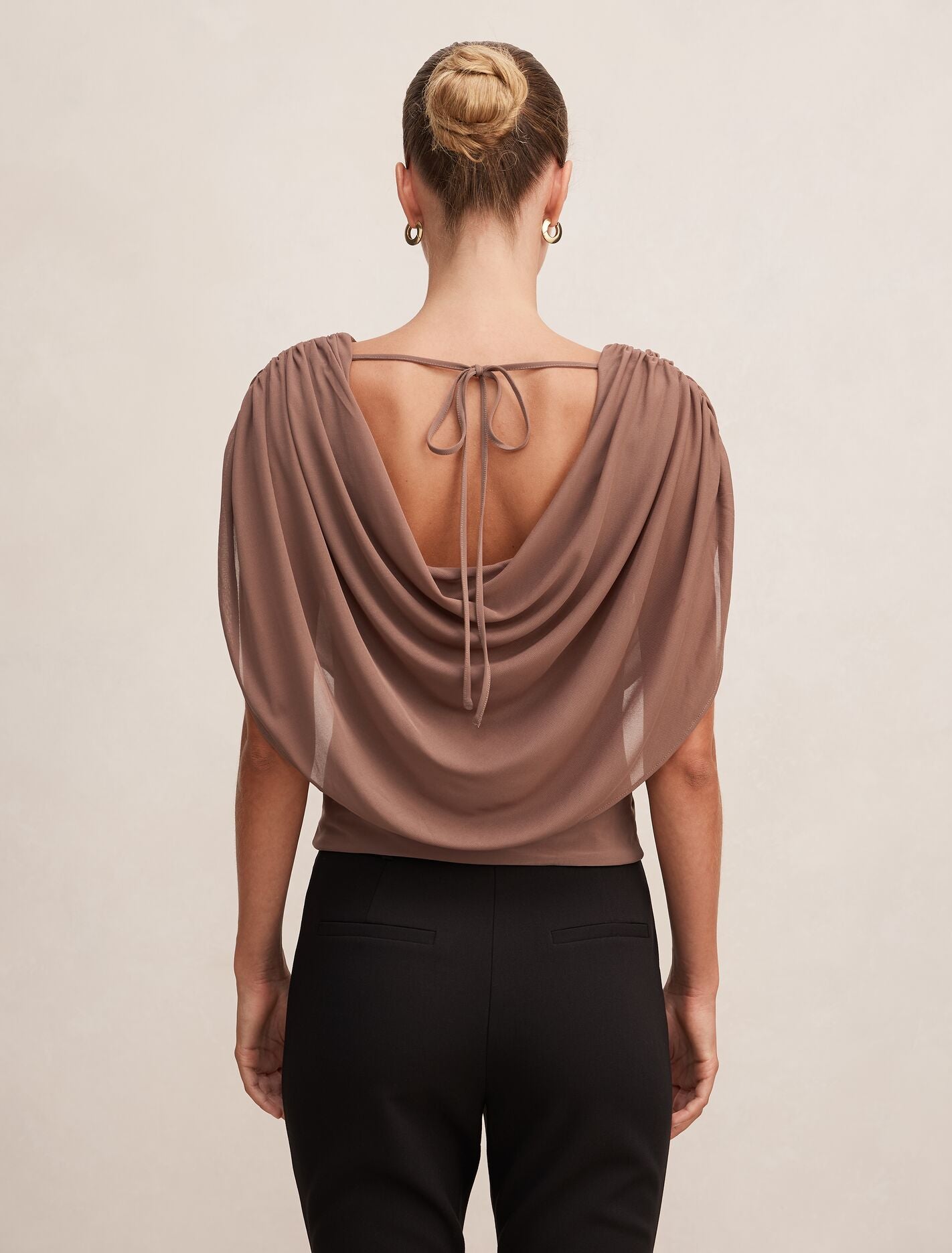 Olivia Draped Mesh Cape Top